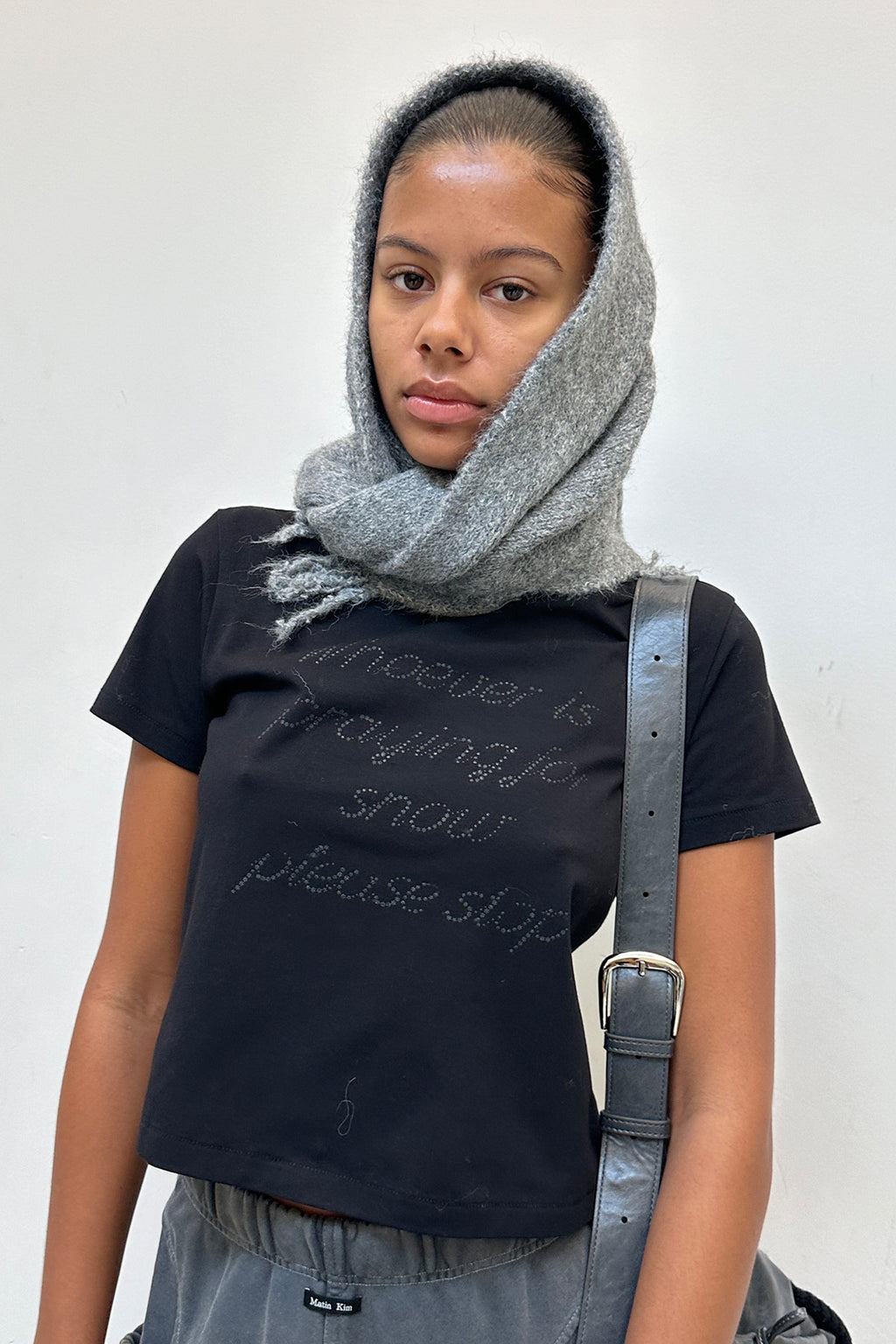 Matin Kim - Glitter Print Lettering Top (Black) product image 7 | TRAB K-Fashion Australia