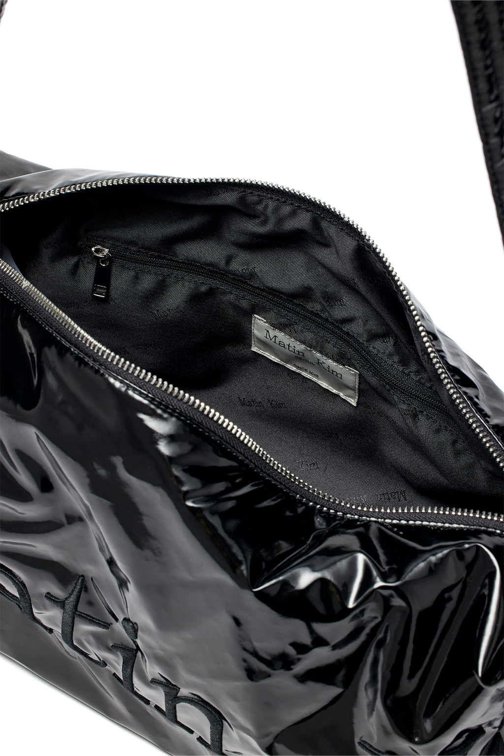 Matin Kim - Glossy Logo Stitch Cross Bag (Black) product image 3 | TRAB K-Fashion Australia