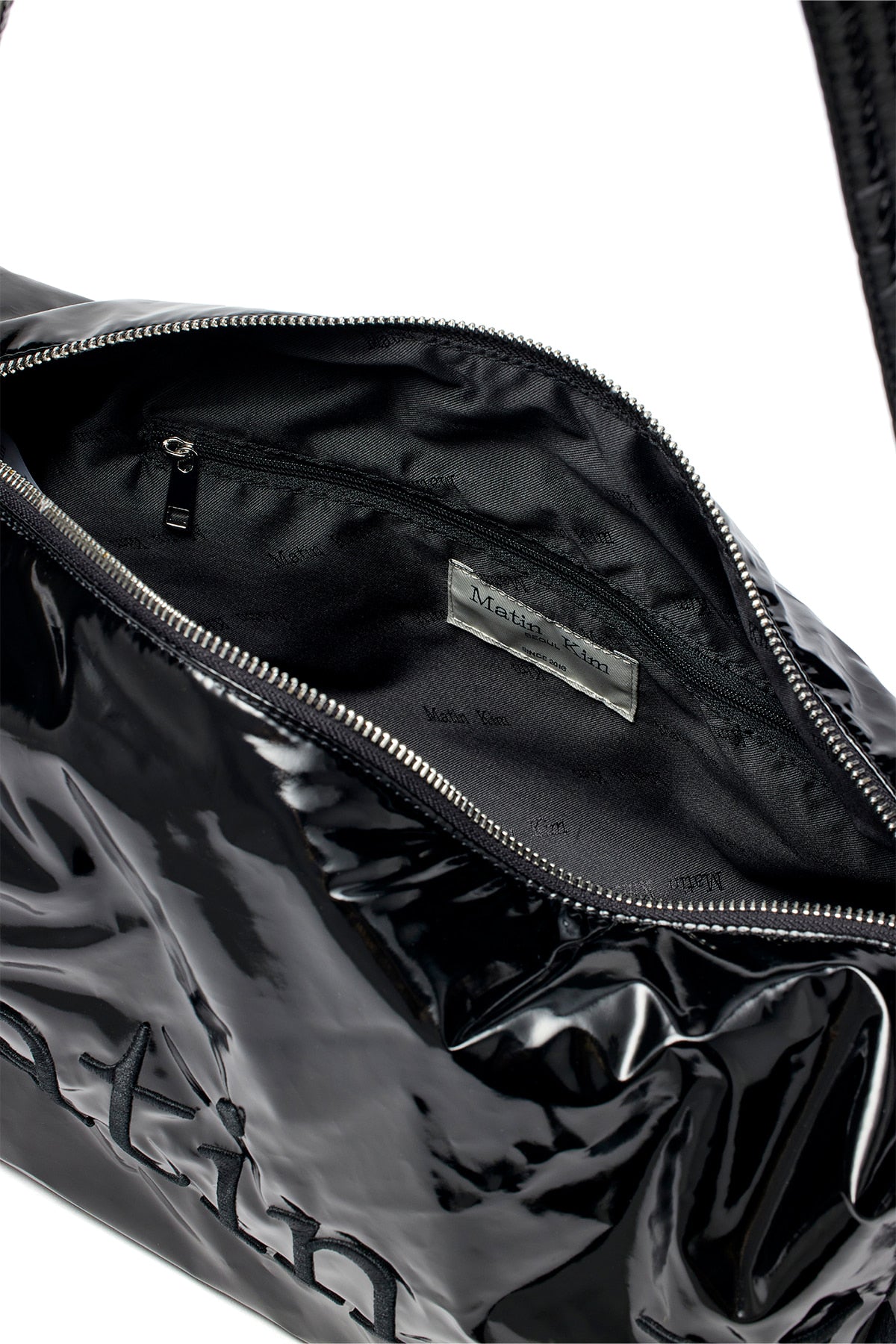 Matin Kim - Glossy Logo Stitch Cross Bag (Black) product image 3 | TRAB K-Fashion Australia