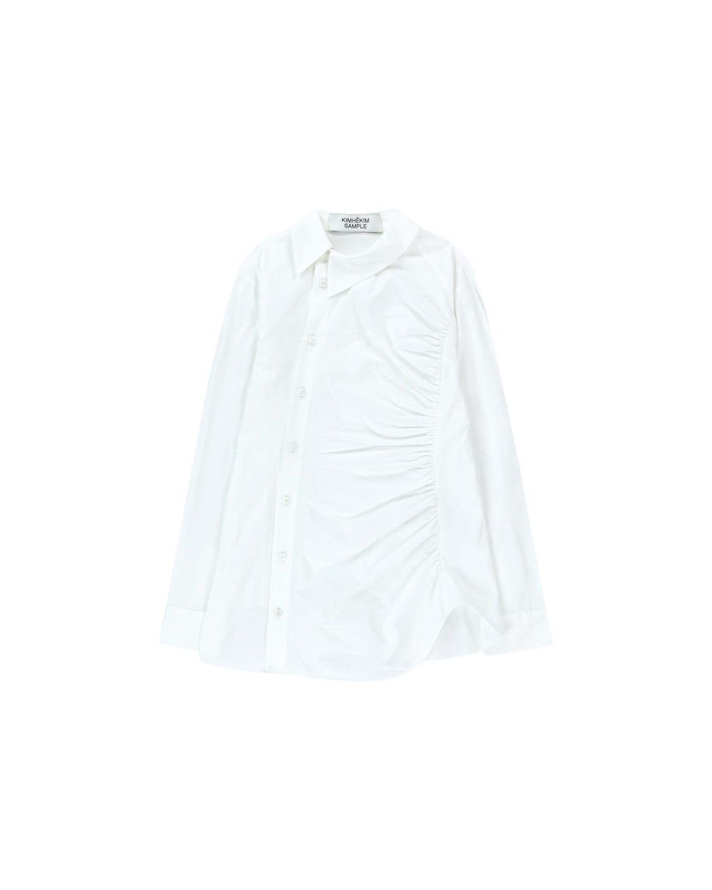 Kimhe Kim - Asymmetrical Shirring Shirt (White) product image 13 | TRAB K-Fashion Australia