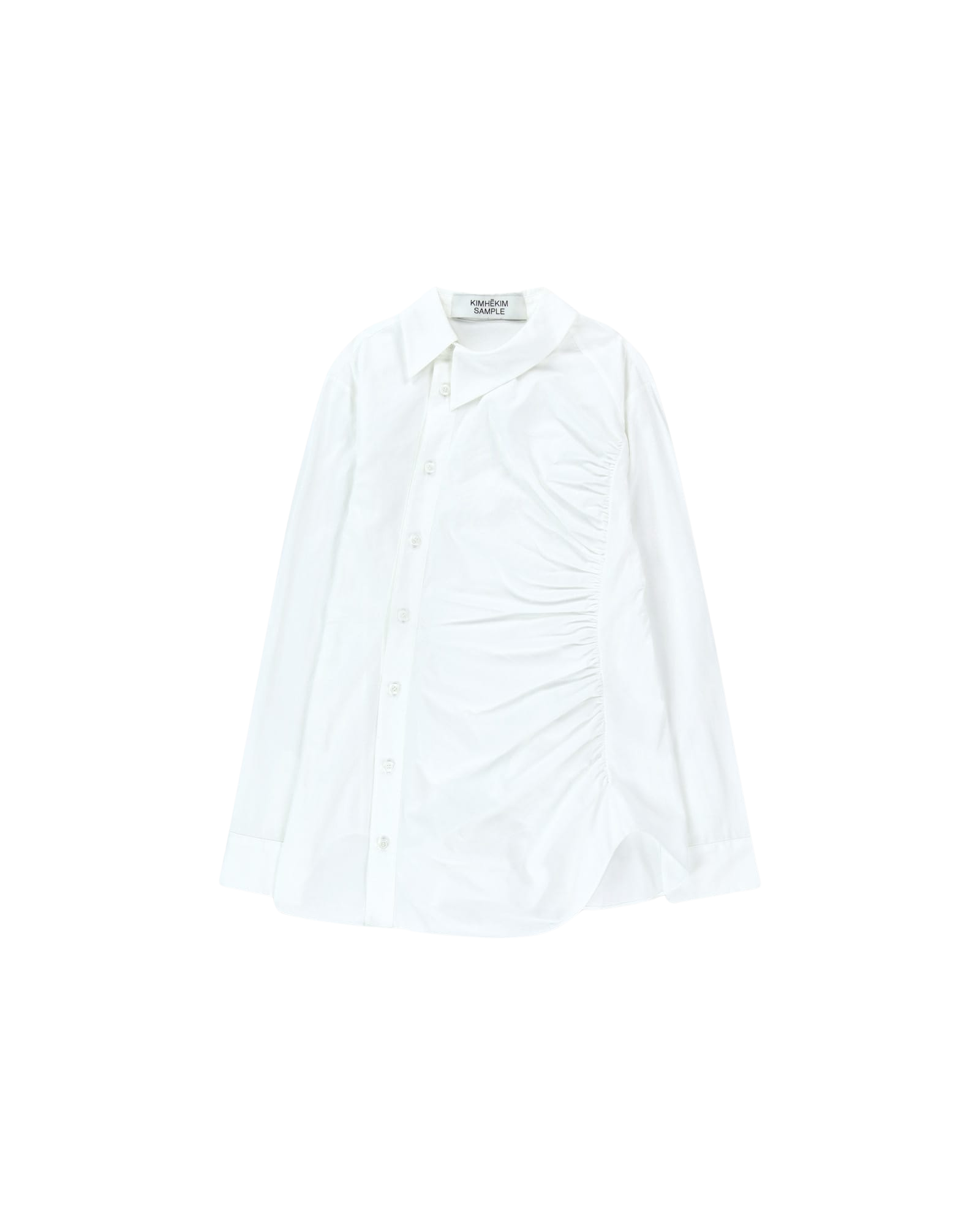 Kimhe Kim - Asymmetrical Shirring Shirt (White) product image 13 | TRAB K-Fashion Australia