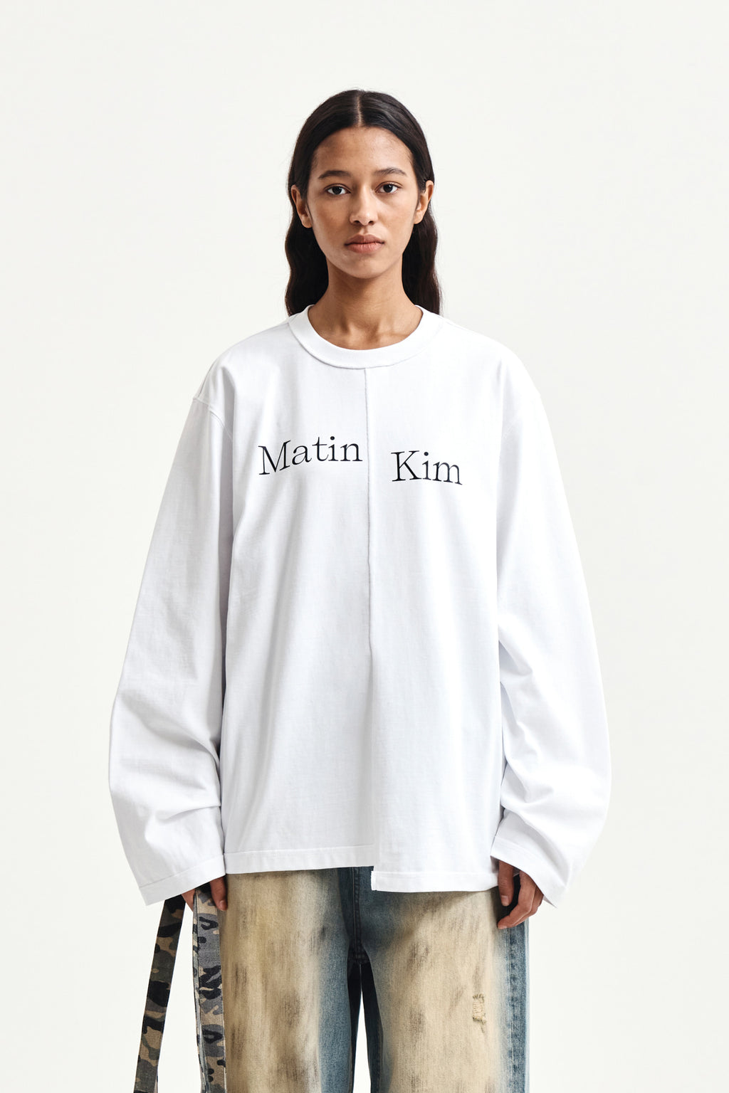 Matin Kim - Asymmetric Logo Top (White) product image 6 | TRAB K-Fashion Australia