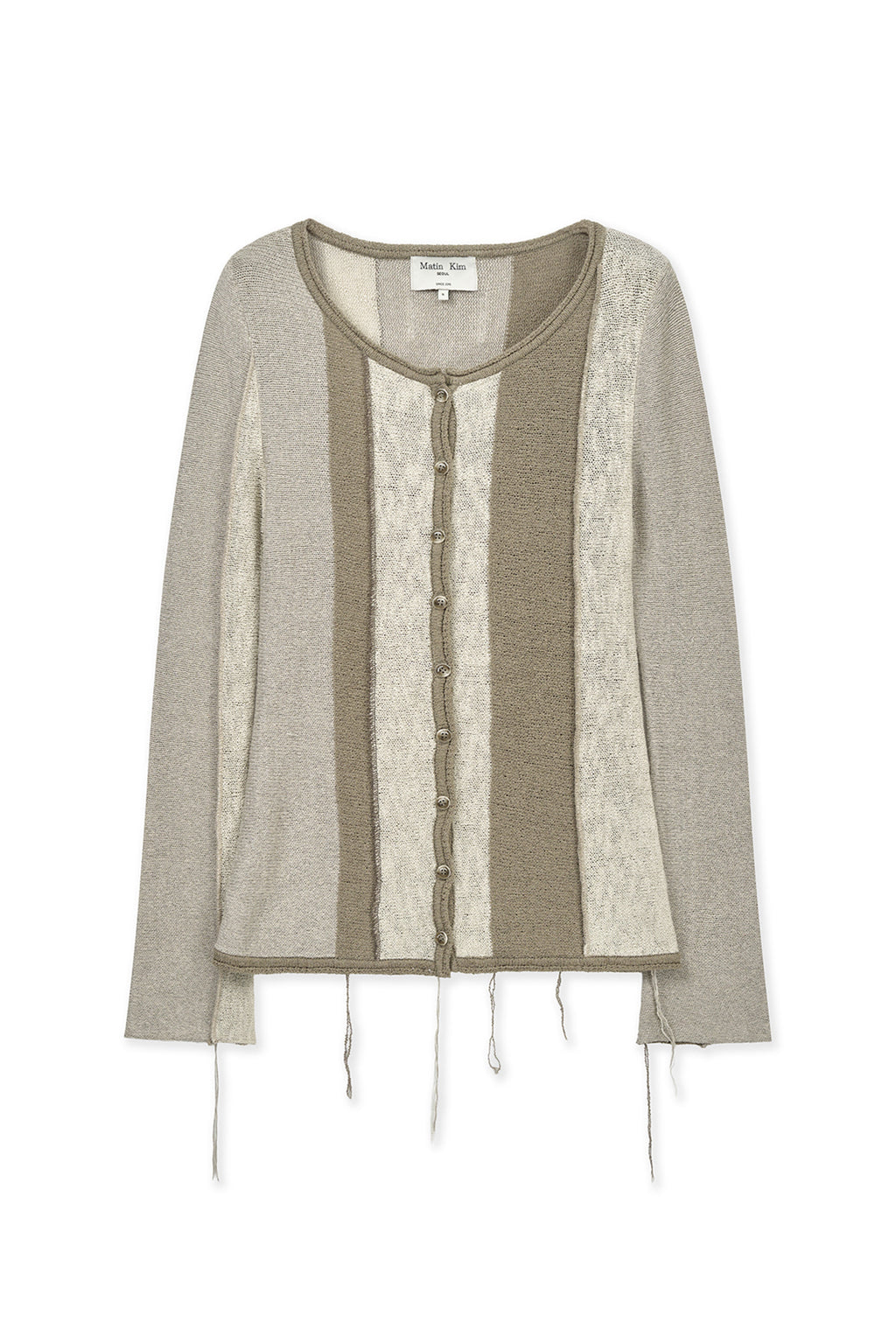 Matin Kim - Color Block Slim Knit Cardigan (Beige) product image 1 | TRAB K-Fashion Australia