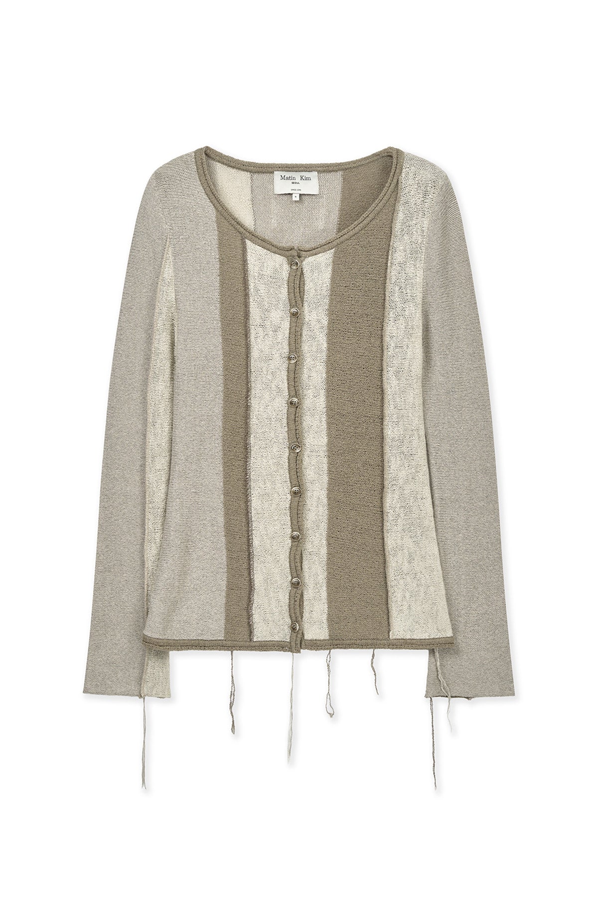 Matin Kim - Color Block Slim Knit Cardigan (Beige) product image 1 | TRAB K-Fashion Australia