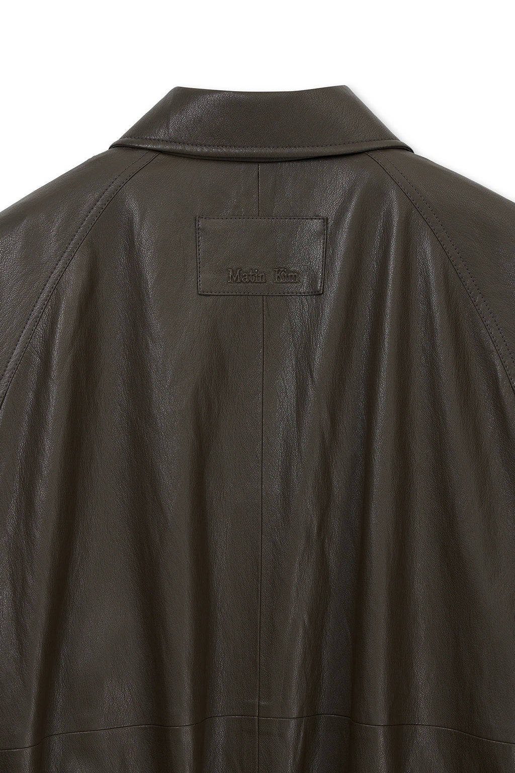 Matin Kim - Small Logo Faux Leather Zip Up Jumper (Brown) product image 5 | TRAB K-Fashion Australia