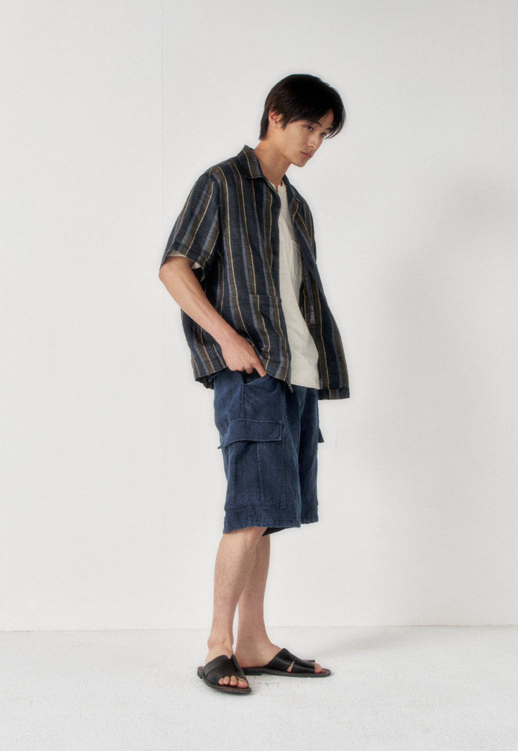 Art if acts - Linen Two Pocket Half Shirt (Navy) product image 4 | TRAB K-Fashion Australia