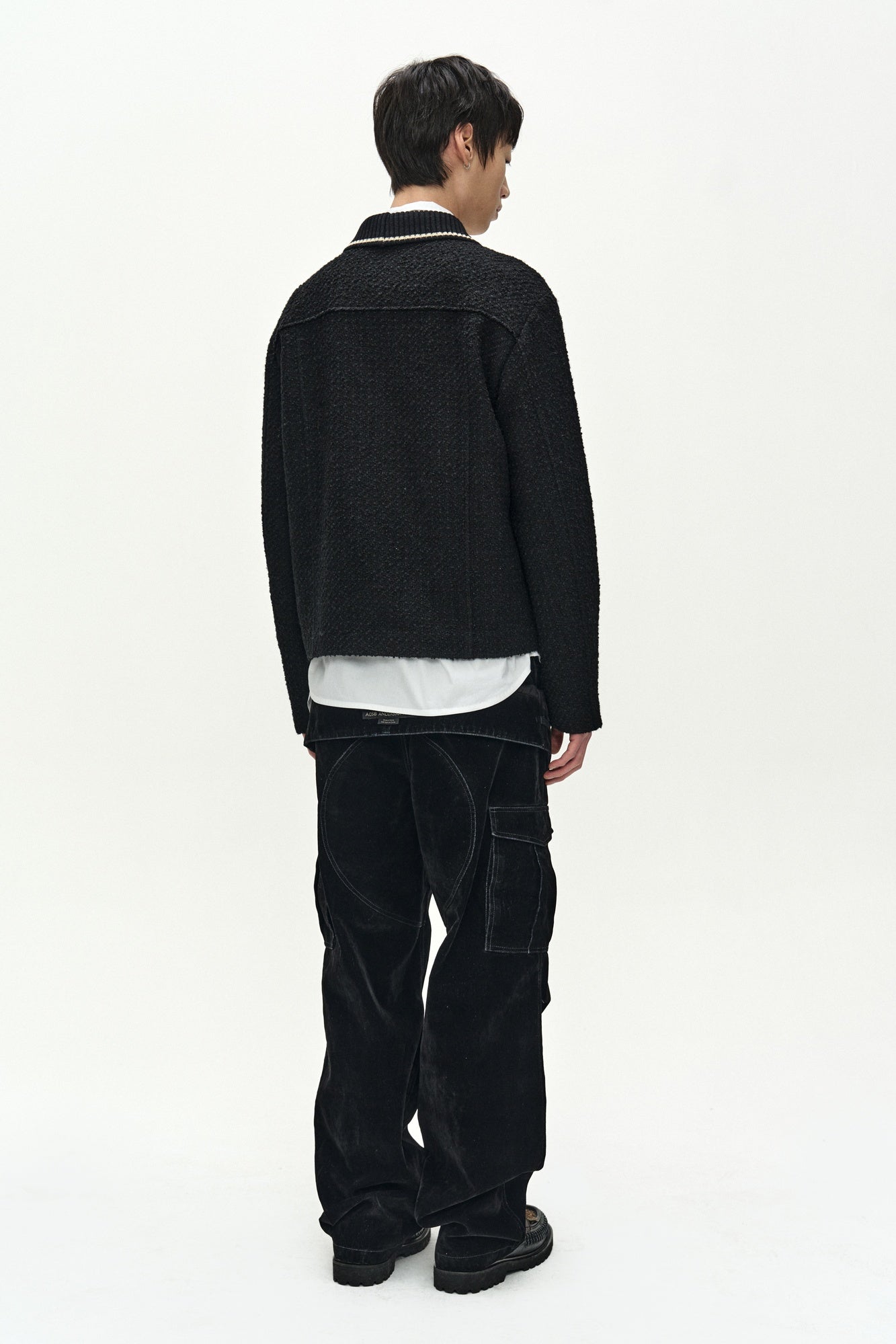 Andersson Bell - Knit Collar Tweed Cardigan (black) (Black) product image 3 | TRAB K-Fashion Australia