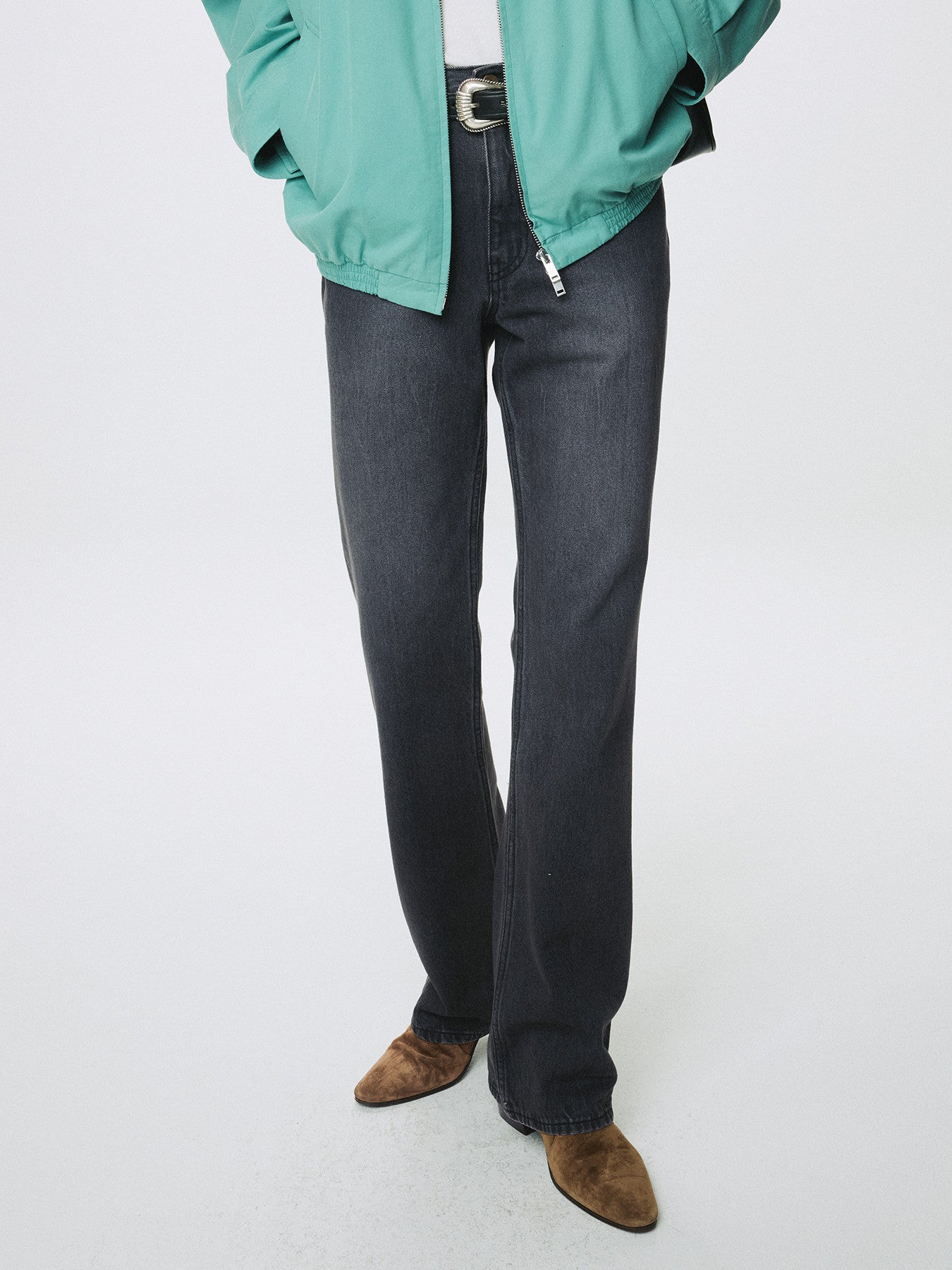 Tonywack - Flared-Leg Distressed Denim Jeans (Washed Black) product image 2 | TRAB K-Fashion Australia