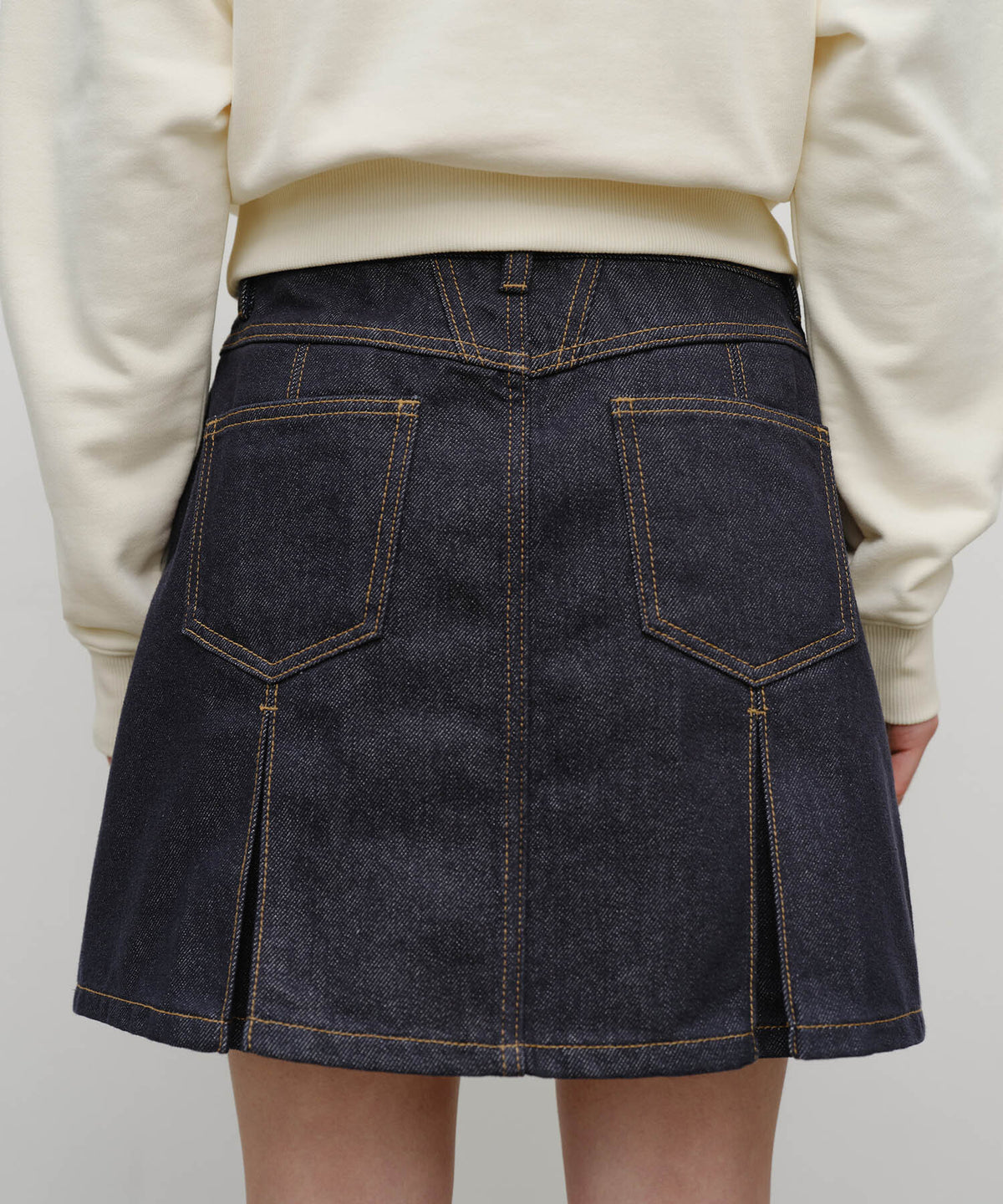 Marithe & Francois Girbaud - Denim Pleated Mini Skirt (Dark Blue) product image 2 | TRAB K-Fashion Australia
