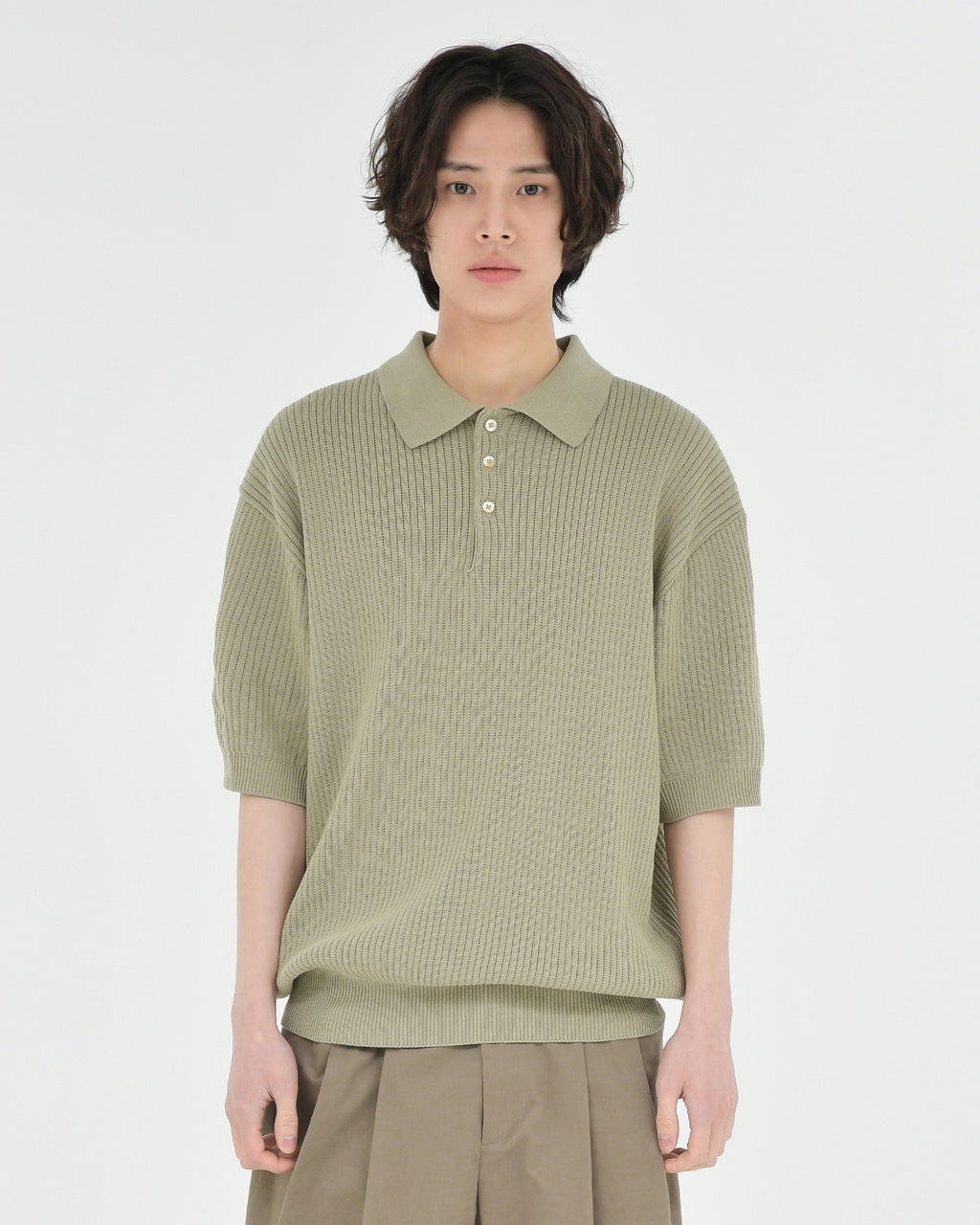 Brownyard - Knit Polo Shirt (Vintage Khaki) product image 1 | TRAB K-Fashion Australia