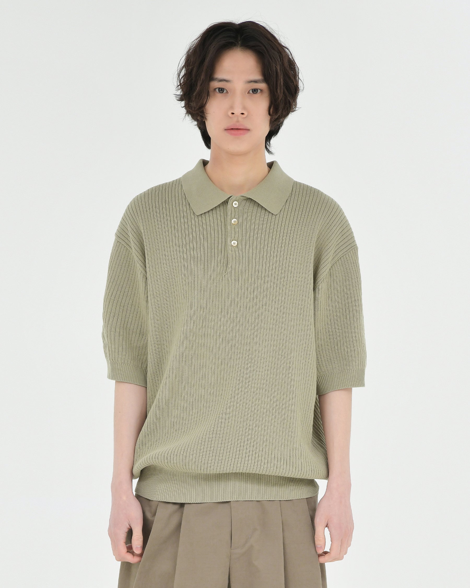 Brownyard - Knit Polo Shirt (Vintage Khaki) product image 1 | TRAB K-Fashion Australia