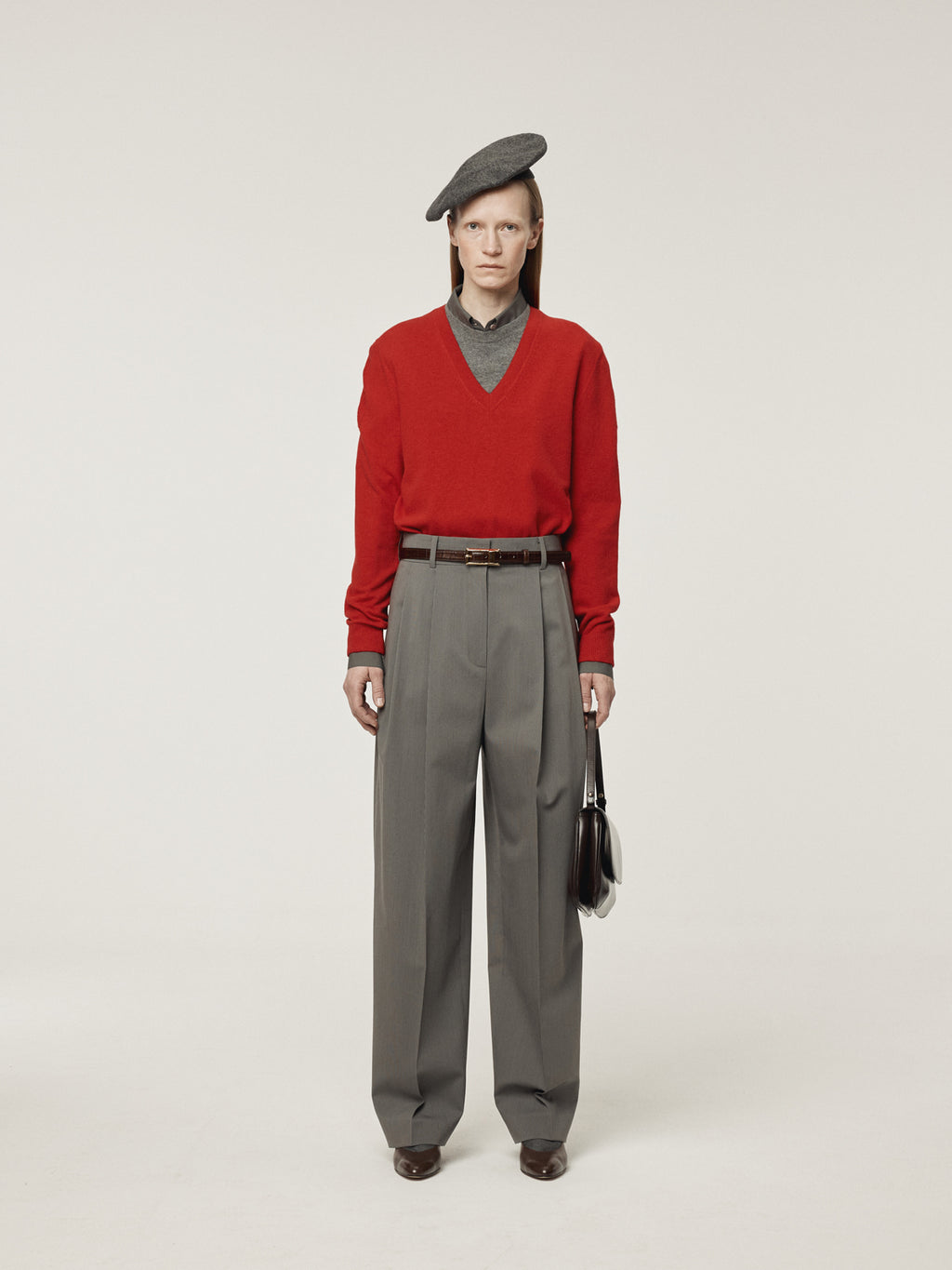 Recto - Contrast Layered V-Neck Knit Top (Red) product image 2 | TRAB K-Fashion Australia