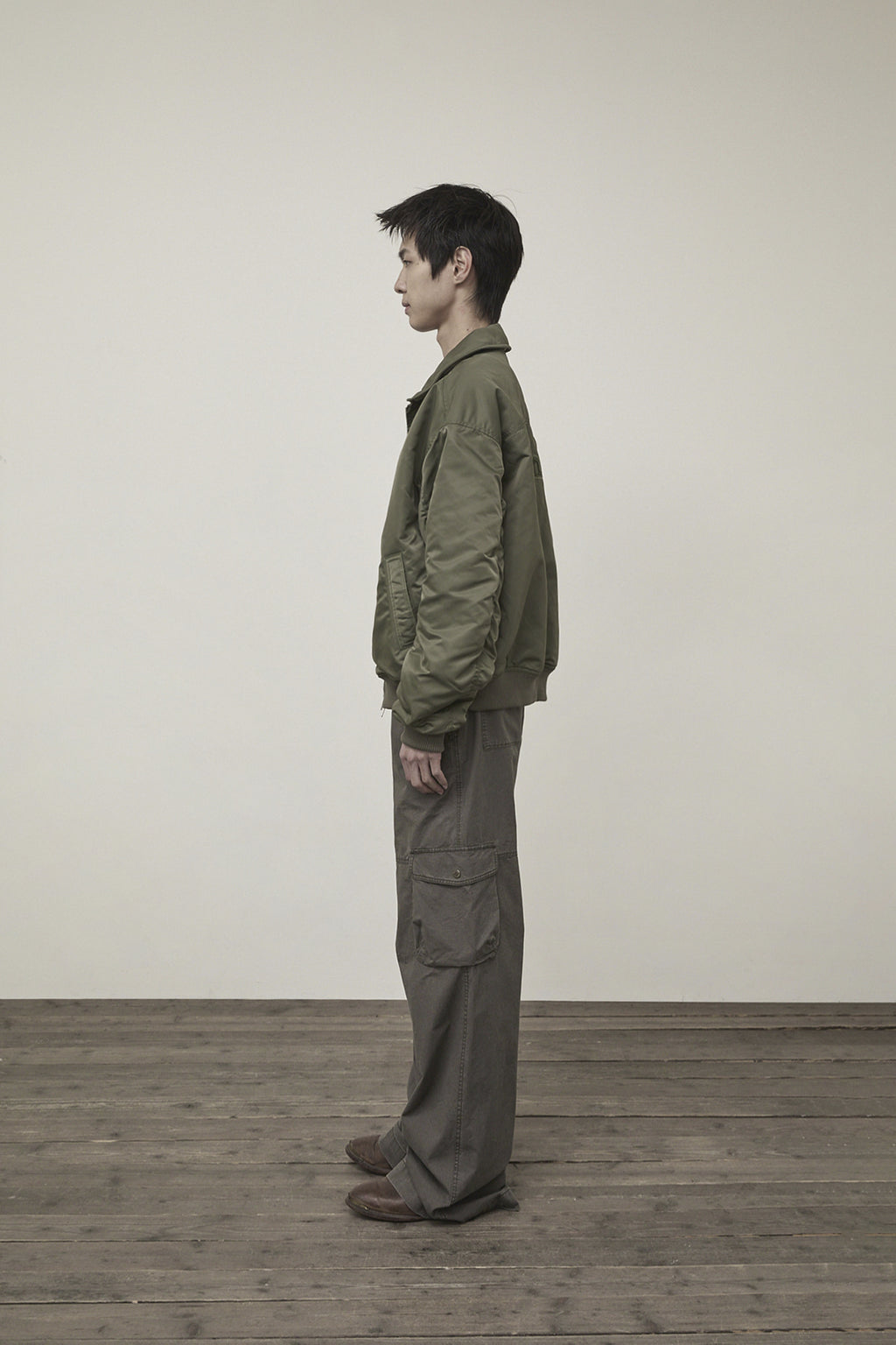 Matin Kim - Applique Logo Shirring Bomber Jumper (Khaki) product image 7 | TRAB K-Fashion Australia