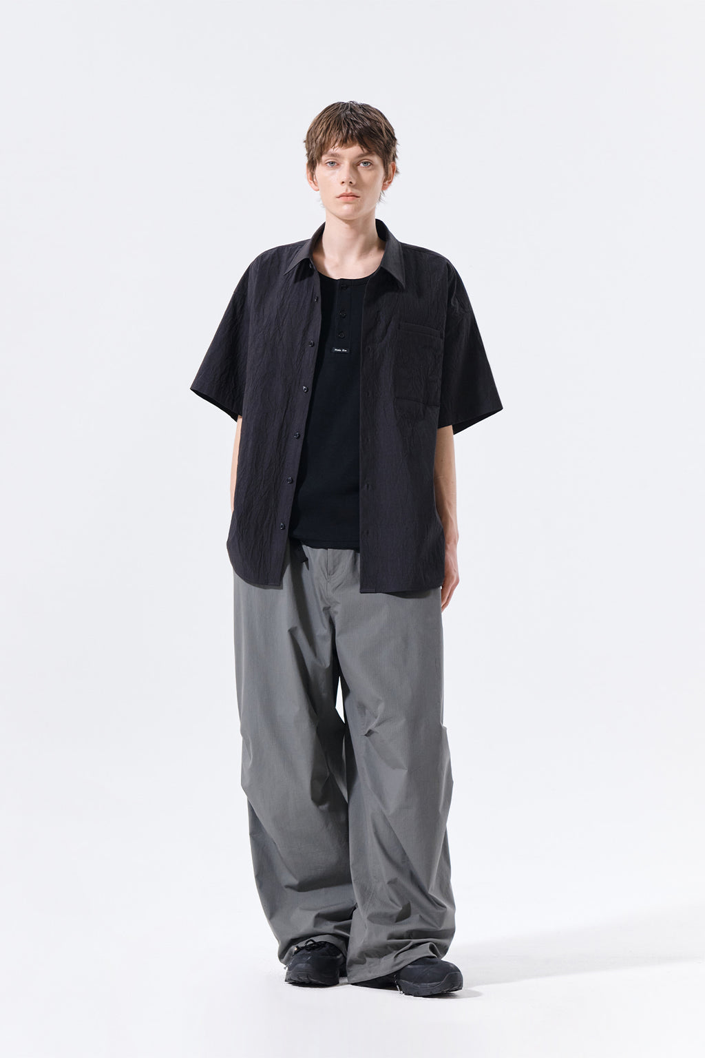 Matin Kim - Small Logo Over Fit Shirt (Charcoal) product image 10 | TRAB K-Fashion Australia