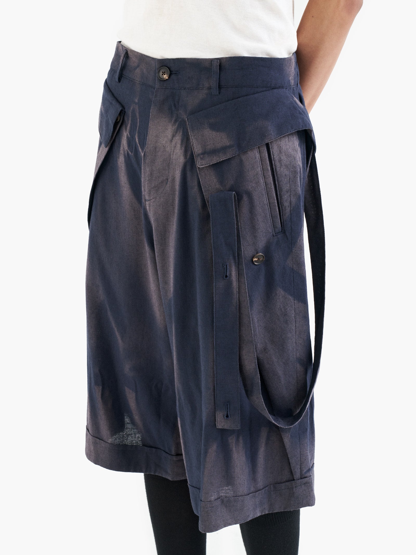 Jiyong Kim - Sun-Bleched Layered Half Trousers (Navy) product image 5 | TRAB K-Fashion Australia