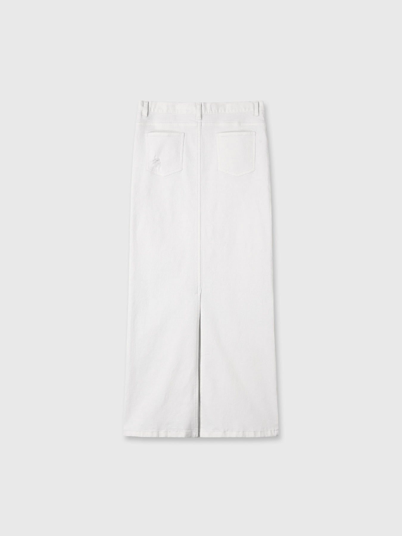 Tonywack - White Slim Fit Denim Maxi Skirt (Off White) product image 9 | TRAB K-Fashion Australia