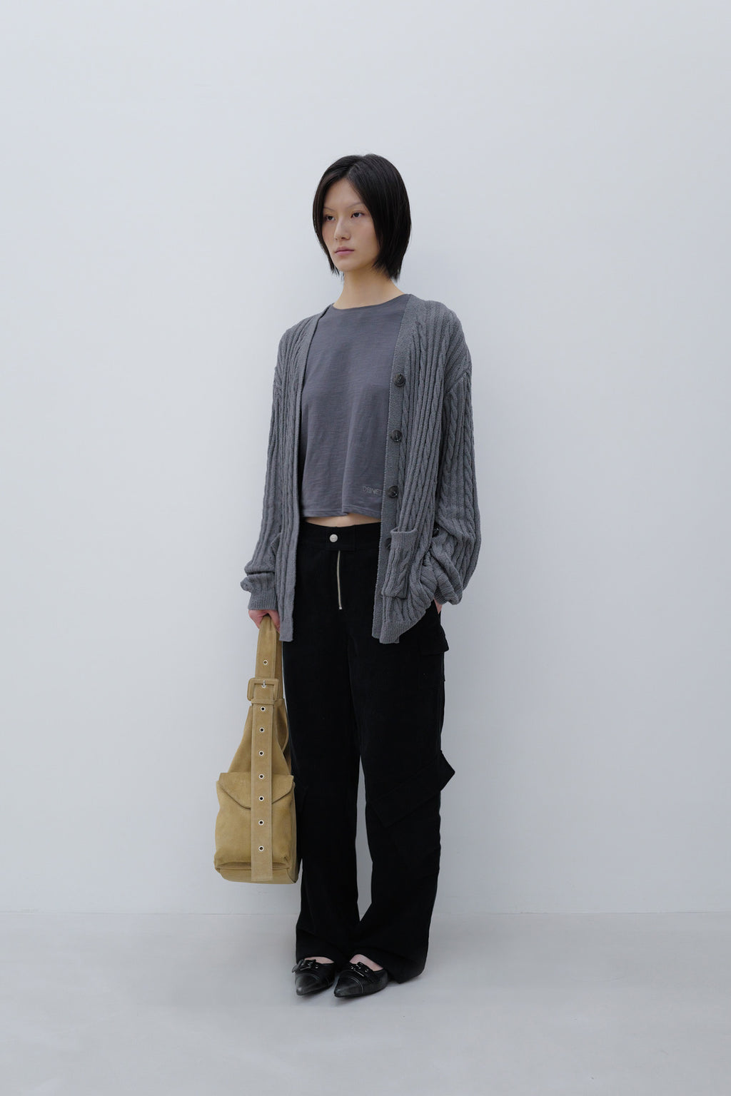 Deinet - Deinet Cable Cardigan (Charcoal) product image 2 | TRAB K-Fashion Australia