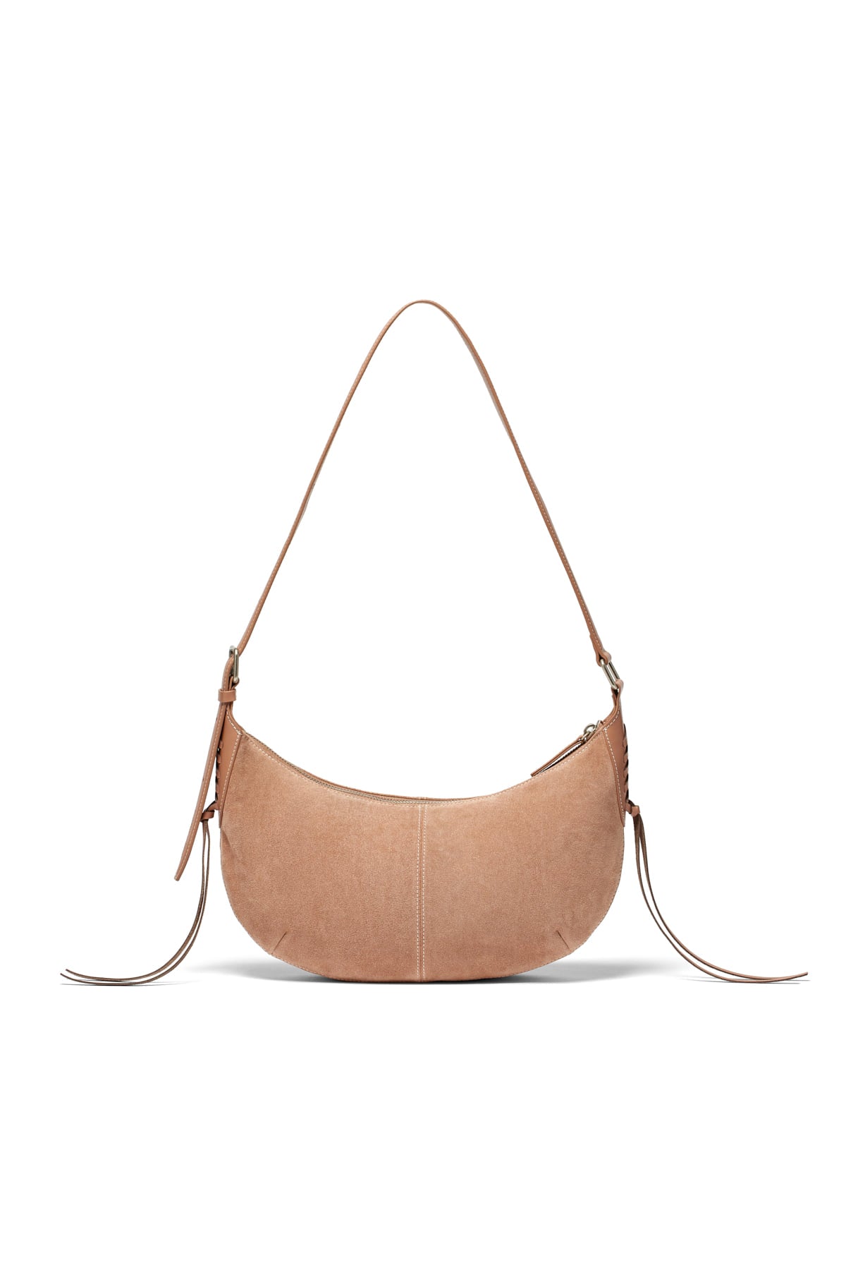 Matin Kim - Half Moon Suede Leather Hobo Bag (Indian Pink) product image 2 | TRAB K-Fashion Australia