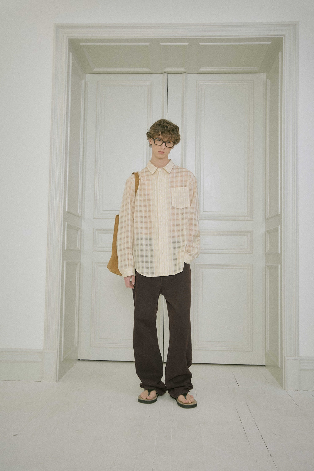 STU - Comfortable Check Shirt (Beige) product image 9 | TRAB K-Fashion Australia