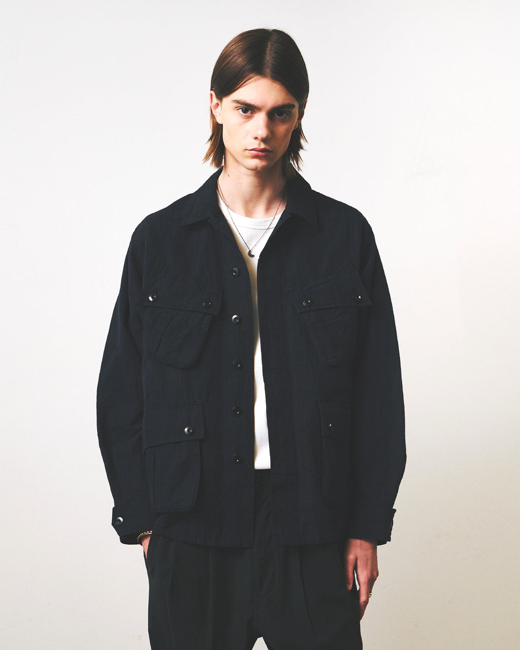 Eastlogue - Jungle Fatigue Jacket (Navy Linen Check) product image 3 | TRAB K-Fashion Australia