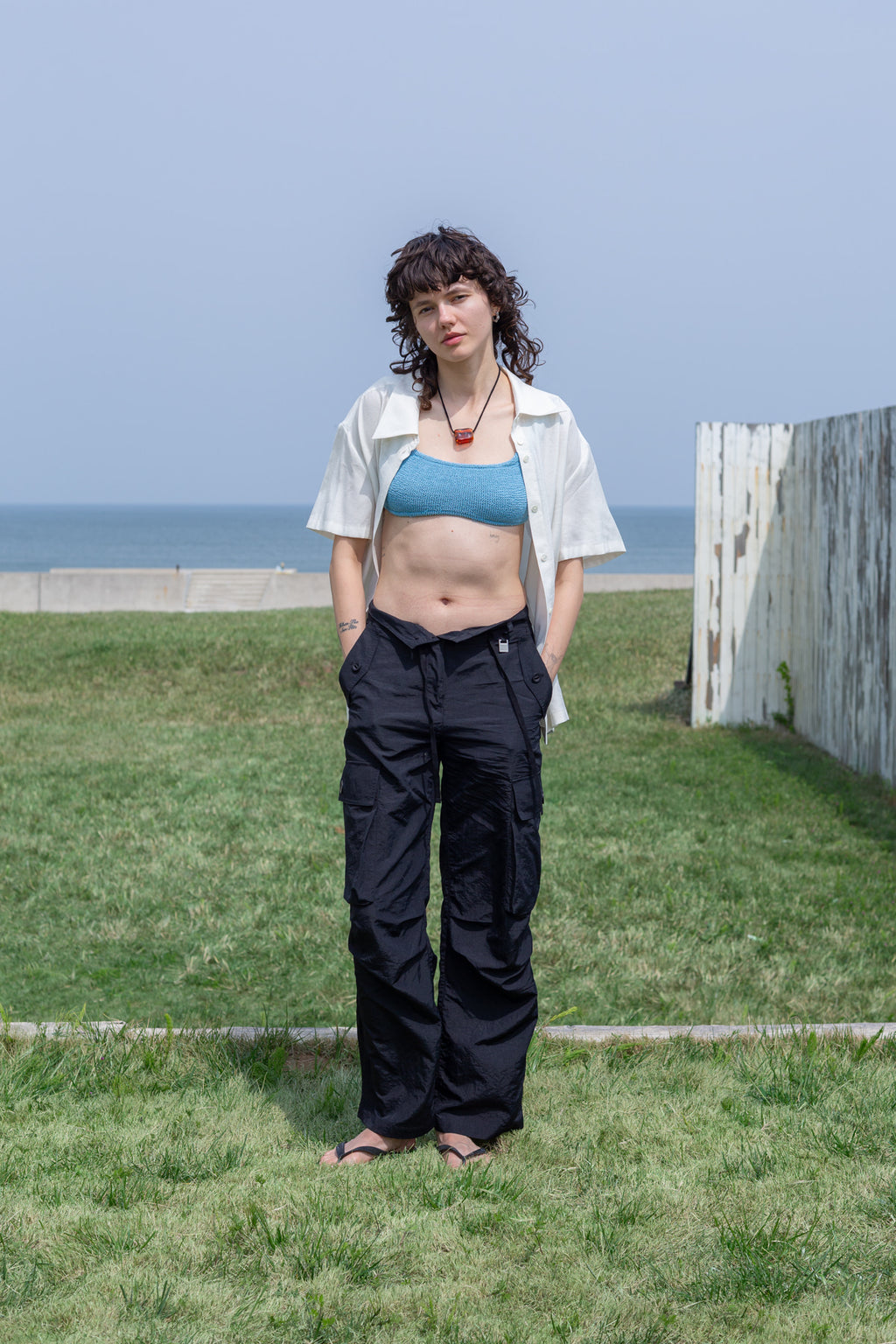 Matin Kim - Unbalance Collar Half Shirt (Ivory) product image 5 | TRAB K-Fashion Australia