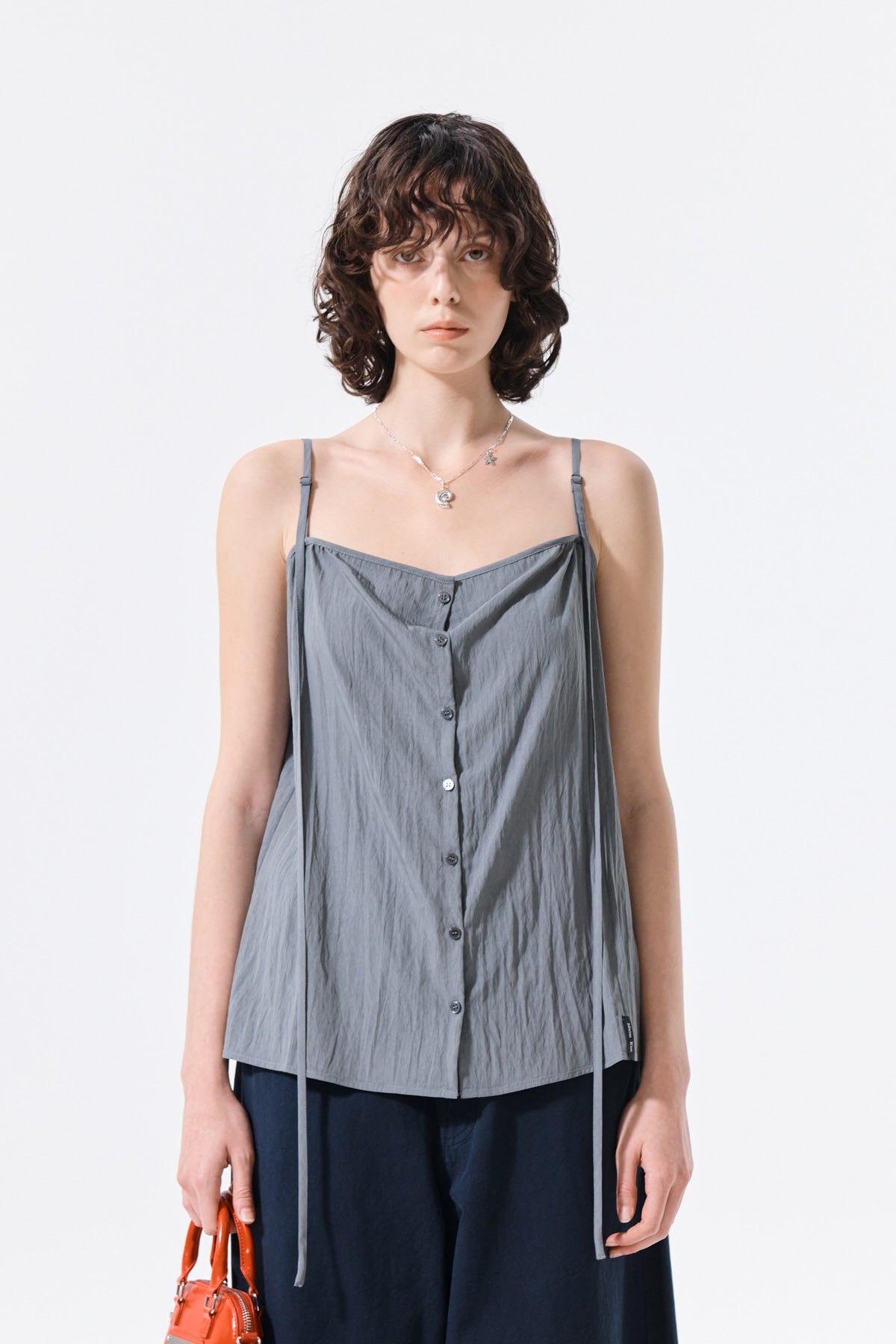 Matin Kim - Button Sleeveless Blouse (Grey) product image 6 | TRAB K-Fashion Australia