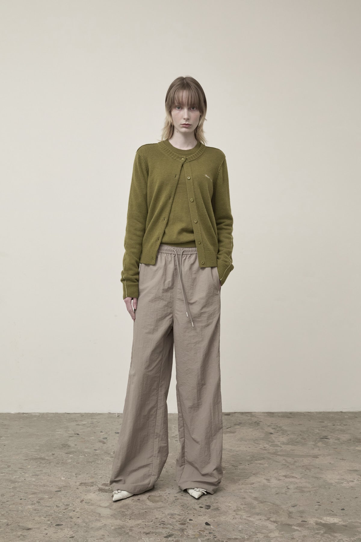 Matin Kim - Cashmere Blended Round Knit Cardigan (Olive) product image 5 | TRAB K-Fashion Australia