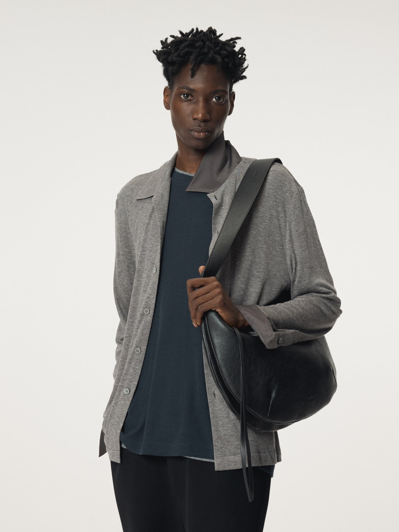 Recto - Slim Fit Jersey Shirt (Melange Grey) product image 5 | TRAB K-Fashion Australia