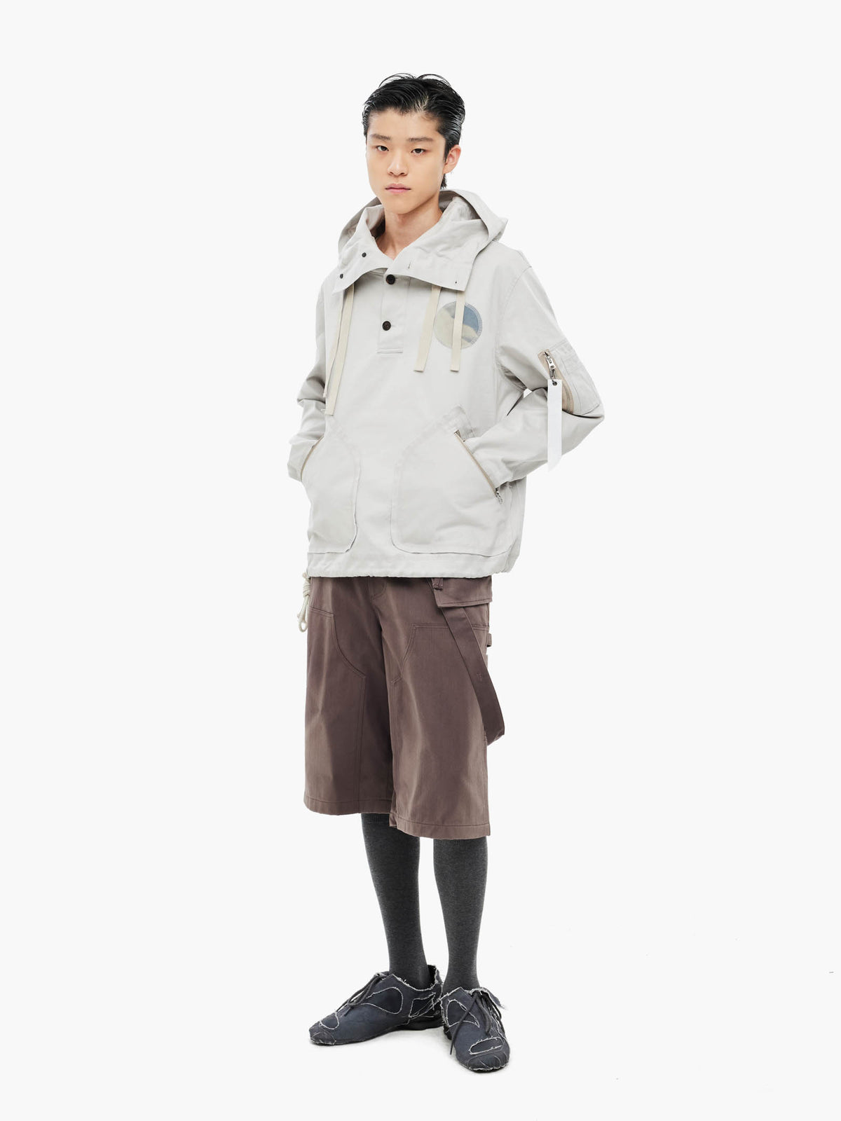 Jiyong Kim - Sun-Bleached Work Half Trousers (Brown) product image 1 | TRAB K-Fashion Australia