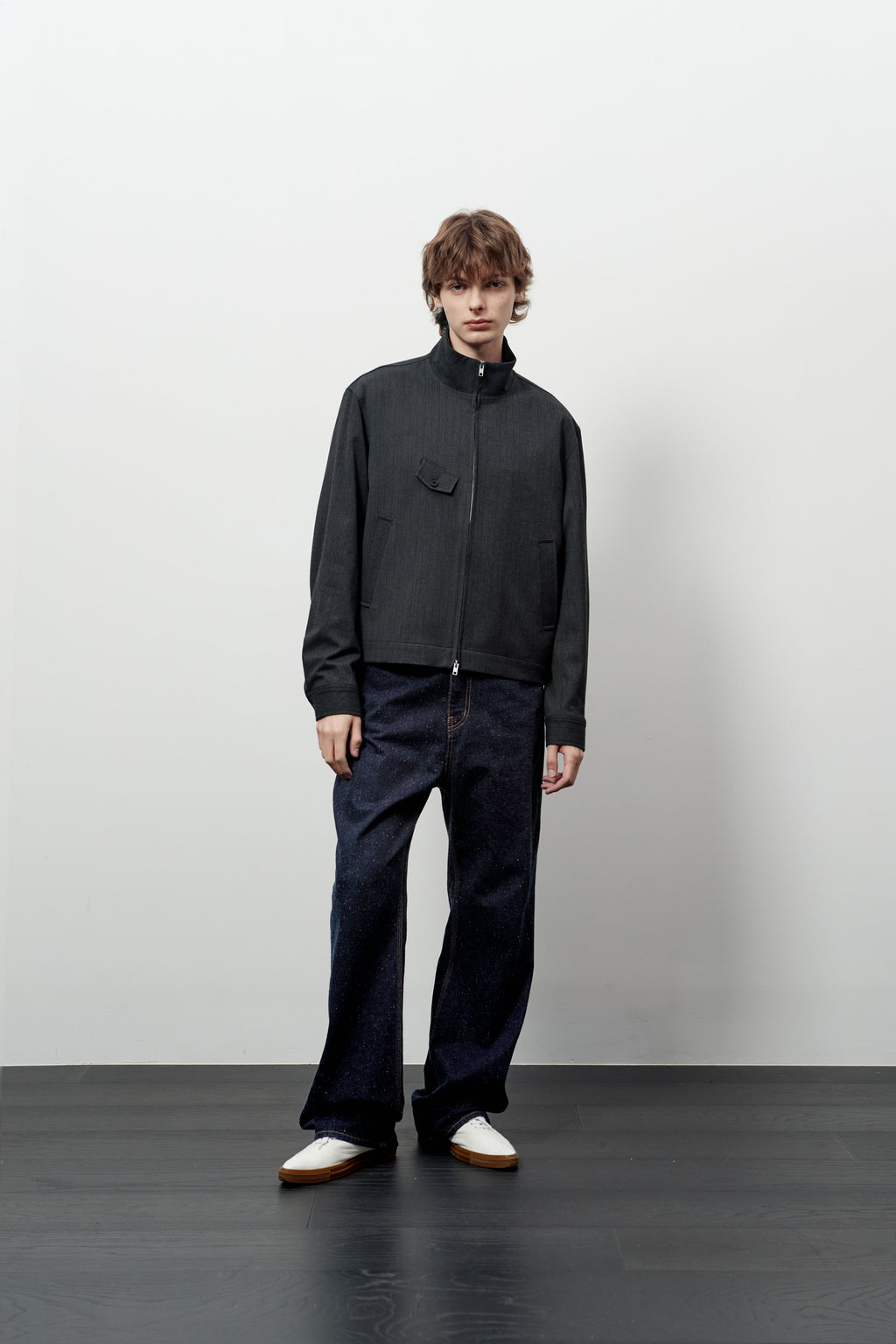 Stu - High Neck Crop Stripe Jacket (Grey) product image 7 | TRAB K-Fashion Australia