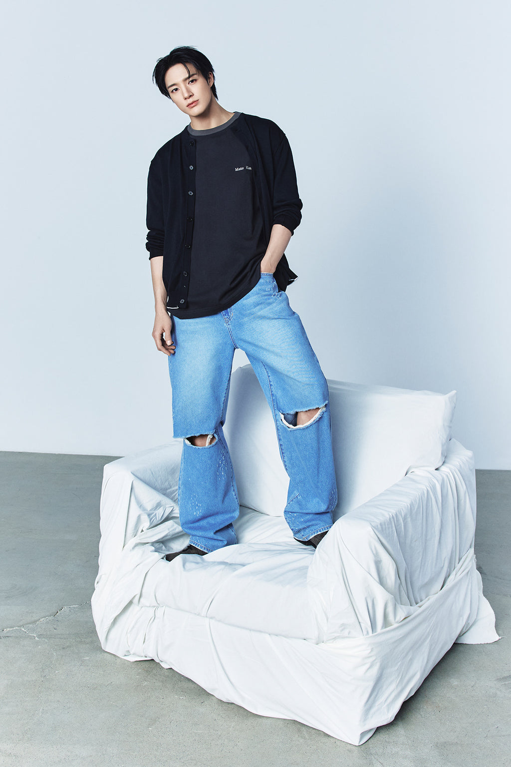 Matin Kim - Distressed Denim Pants (Blue) product image 1 | TRAB K-Fashion Australia