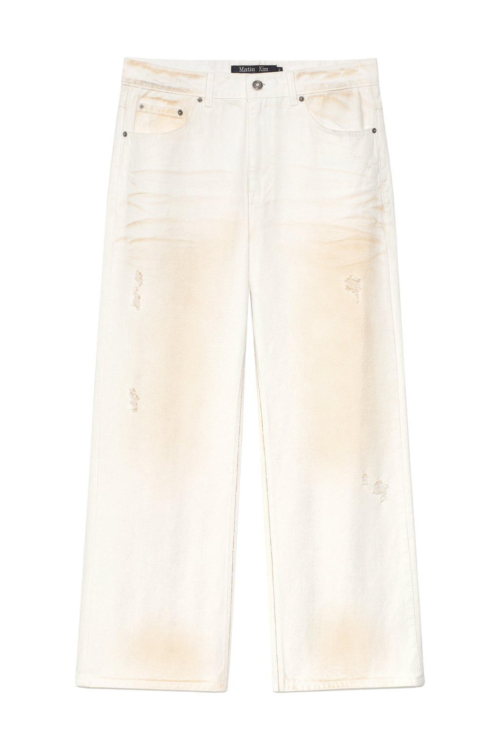 Matin Kim - Embo Washed Denim Pants (Ivory) product image 1 | TRAB K-Fashion Australia