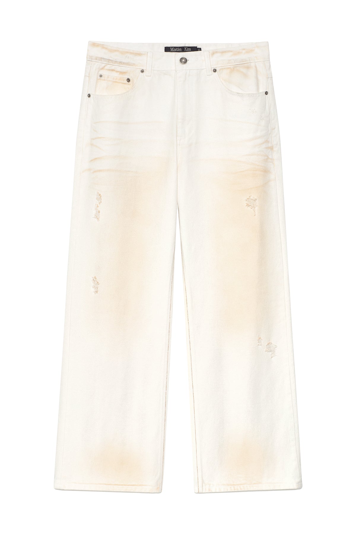 Matin Kim - Embo Washed Denim Pants (Ivory) product image 1 | TRAB K-Fashion Australia
