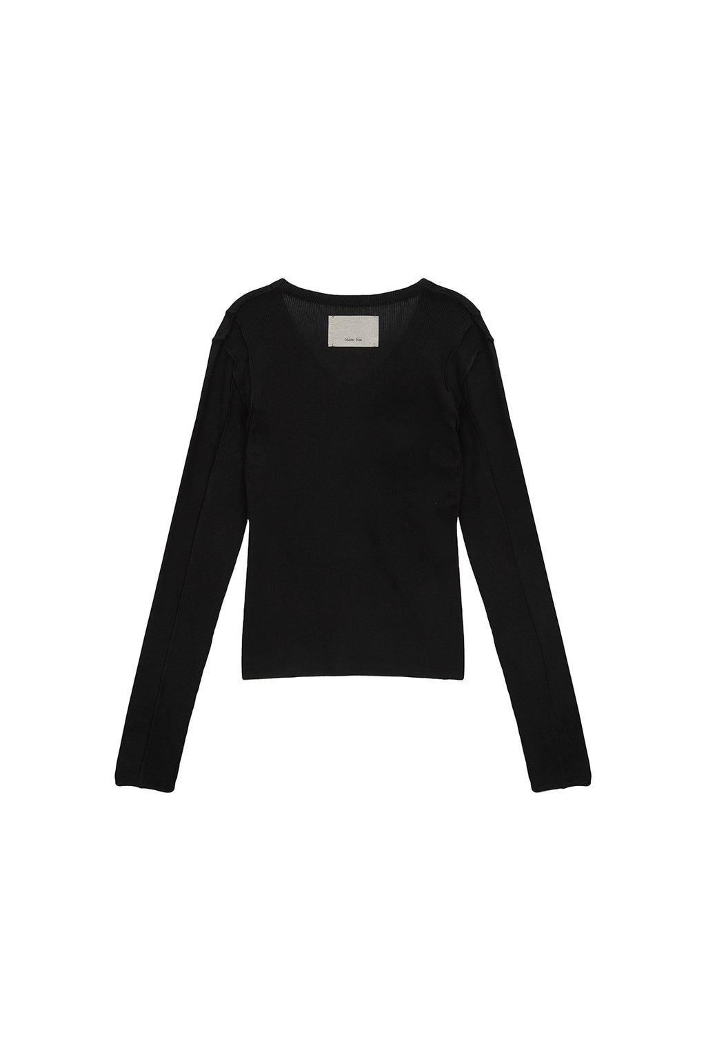 Matin Kim - Stitch V Neck Slim Long Sleeve (Black) product image 2 | TRAB K-Fashion Australia