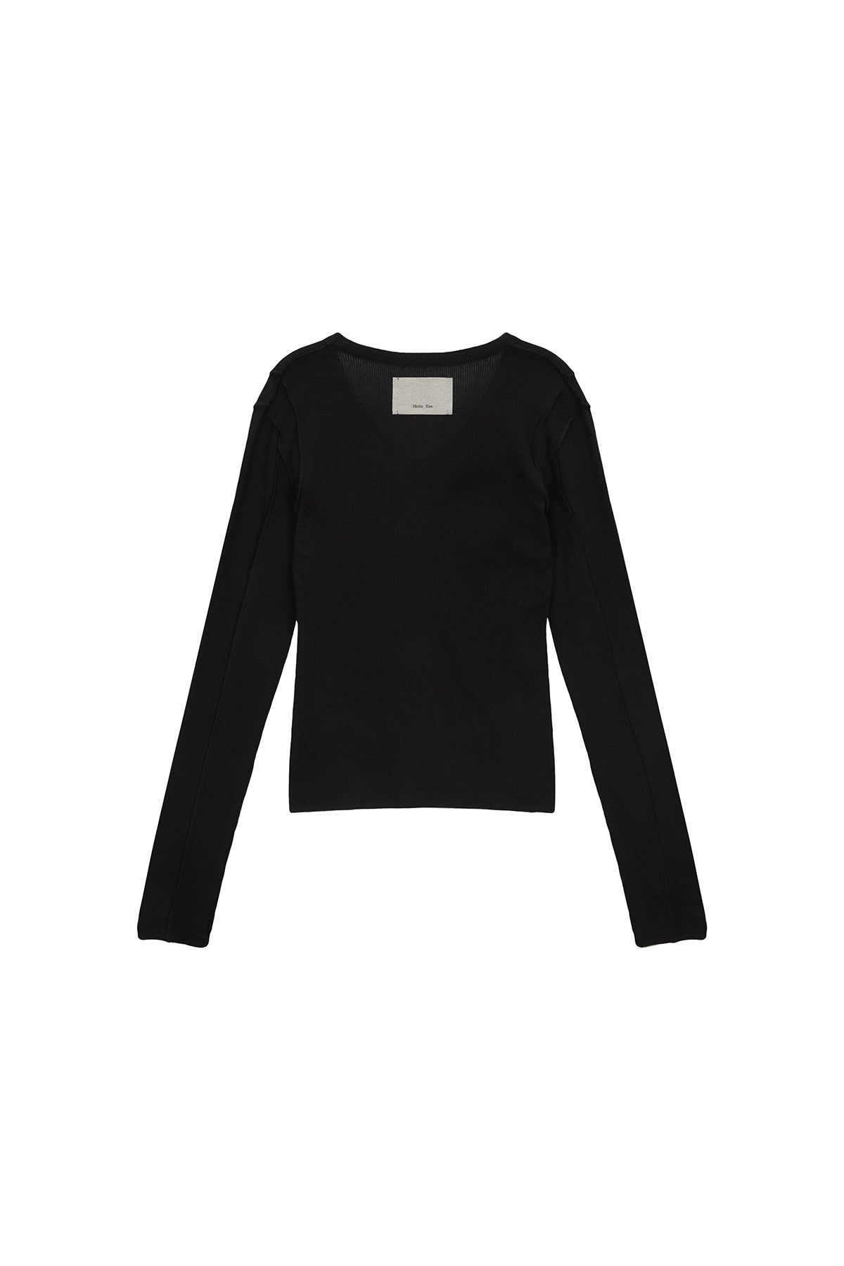 Matin Kim - Stitch V Neck Slim Long Sleeve (Black) product image 2 | TRAB K-Fashion Australia