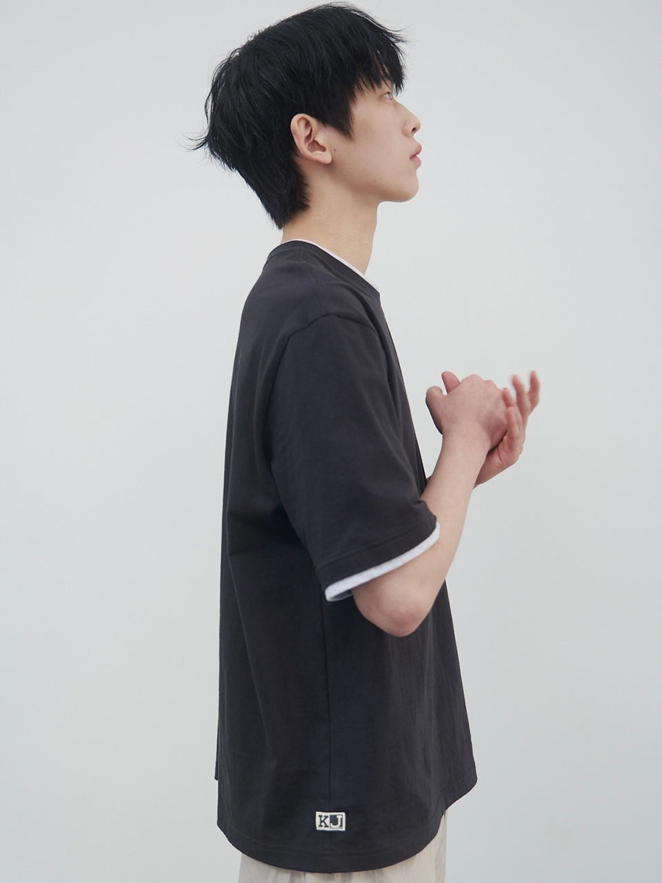 Kijun - Double Layered Tee (Charcoal) product image 2 | TRAB K-Fashion Australia