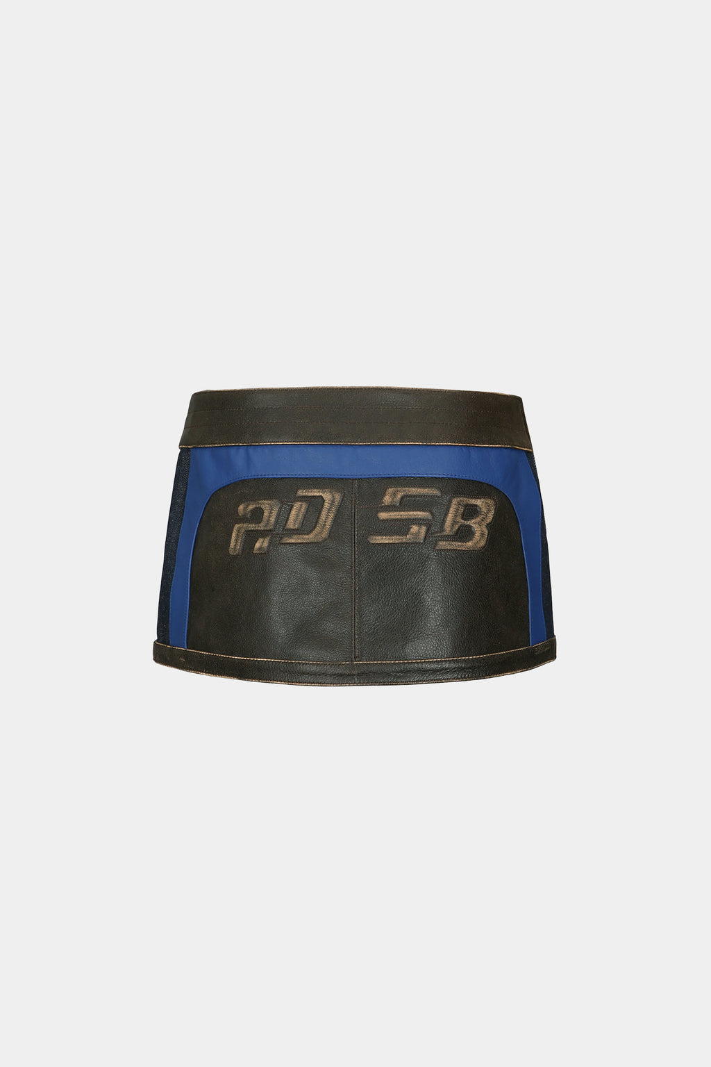 Andersson Bell - Denim Combo Racing Leather Skirts (Brown) product image 9 | TRAB K-Fashion Australia