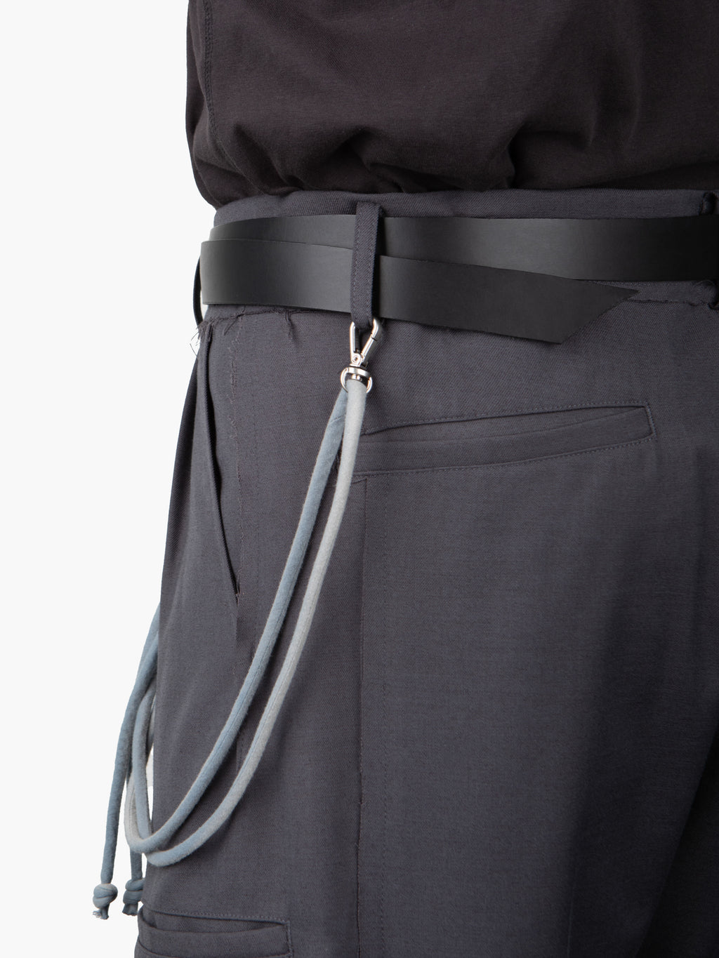 Jiyong Kim - Sun-Bleached String Detailed Leather Belt (Black) product image 3 | TRAB K-Fashion Australia