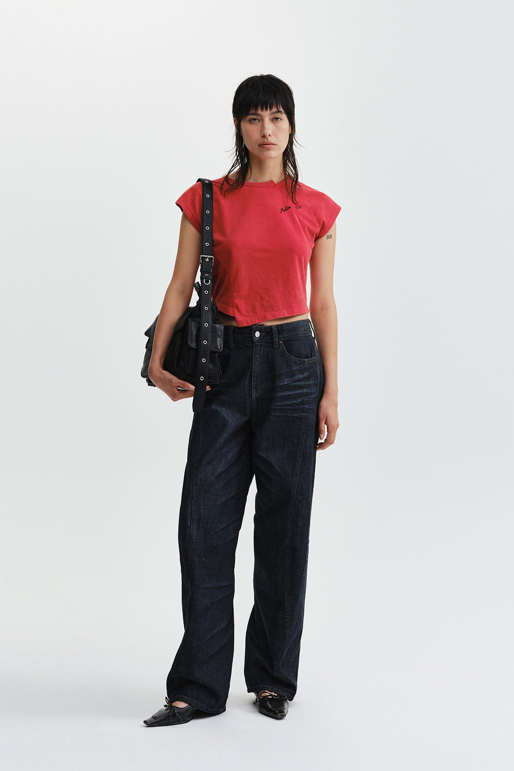 Matin Kim - Curved Cut Slim Top (Red) product image 11 | TRAB K-Fashion Australia