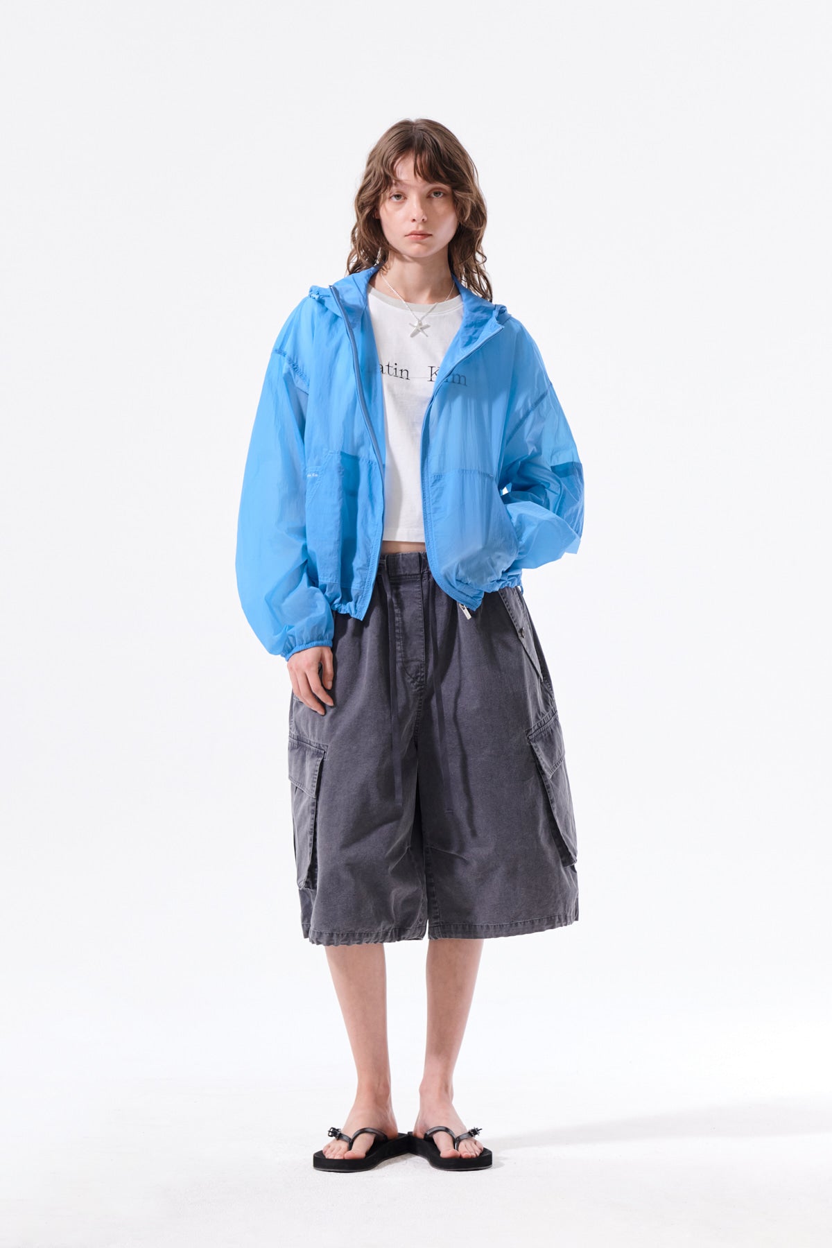 Matin Kim - Back Logo Hoody Windbreaker (Blue) product image 9 | TRAB K-Fashion Australia