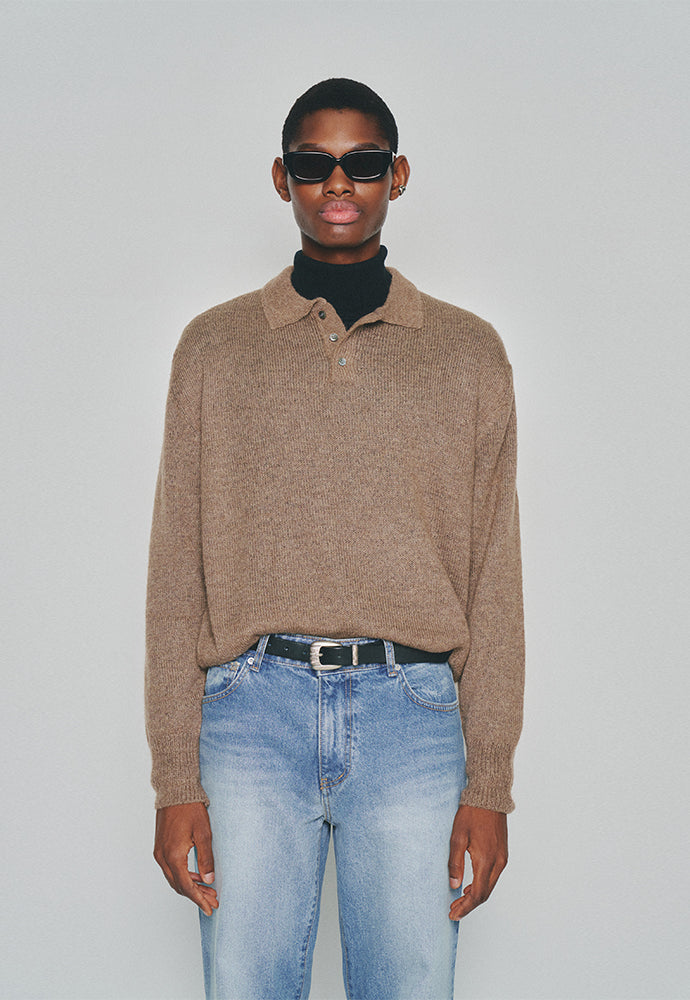 Tonywack - Italian Fabric Brushed Mohair Polo Knit (Mocha Brown) product image 2 | TRAB K-Fashion Australia