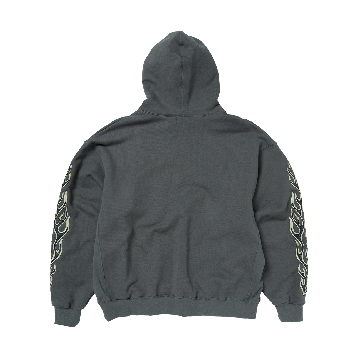 Thug Club - Leather Flame Hoodie (Grey) product image 2 | TRAB K-Fashion Australia