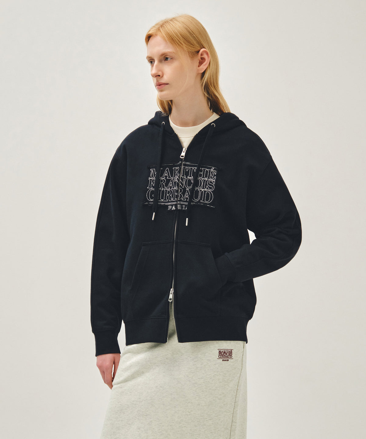 Marithe & Francois Girbaud - Classic Logo Applique Hoodie Zipup (Navy) product image 2 | TRAB K-Fashion Australia