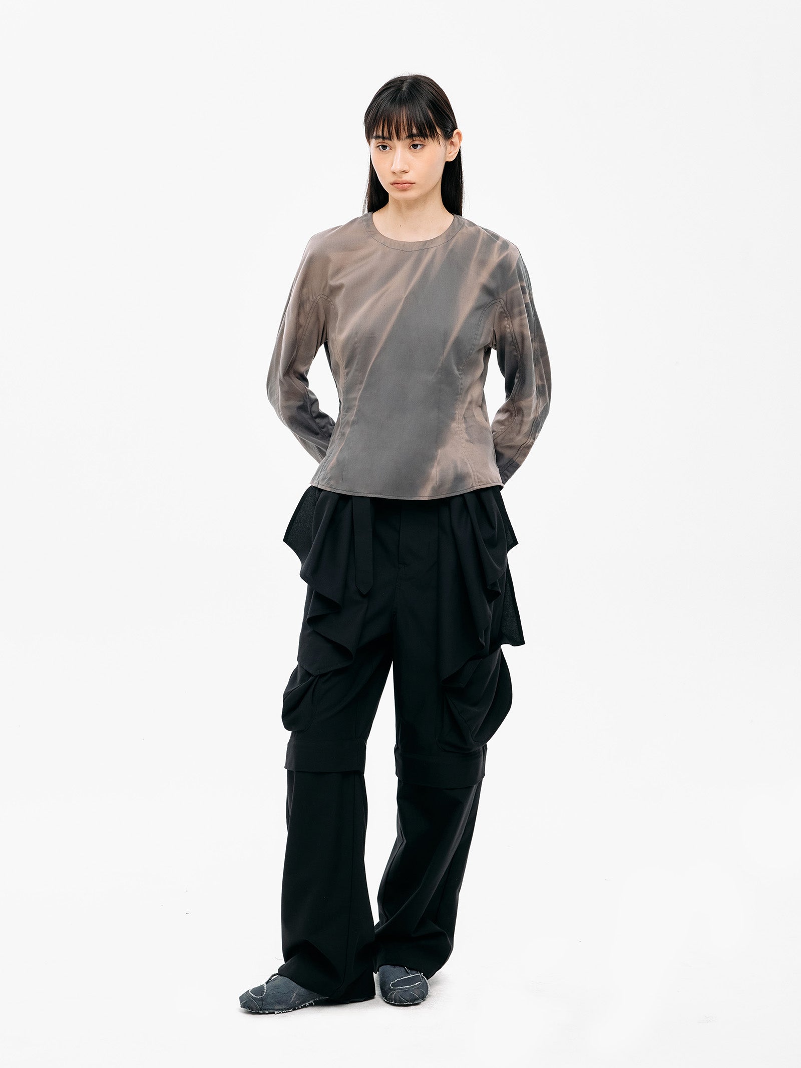Jiyong Kim - Detachable Draped Trousers (Black) product image 2 | TRAB K-Fashion Australia