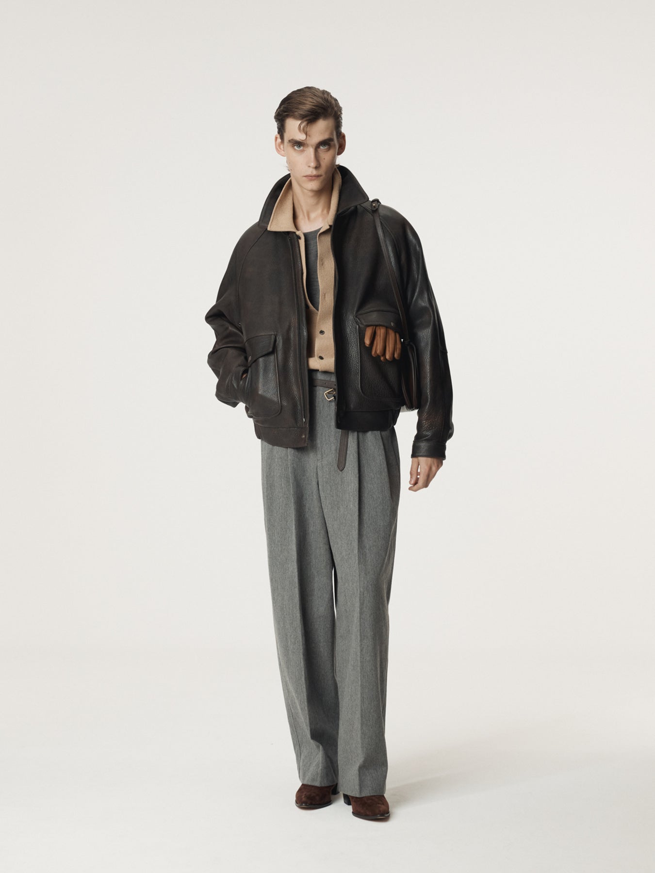 Recto - Mens Oversized Shearing Leather Jumper (Vintage Brown) product image 2 | TRAB K-Fashion Australia