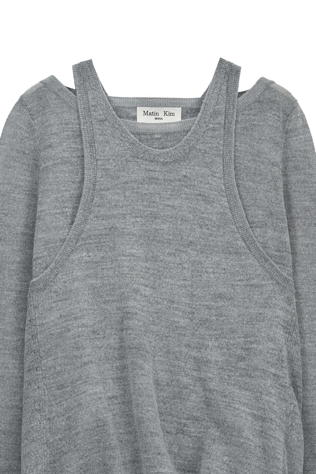 Matin Kim - Mohair Layered Knit Pullover (Light Grey) product image 5 | TRAB K-Fashion Australia