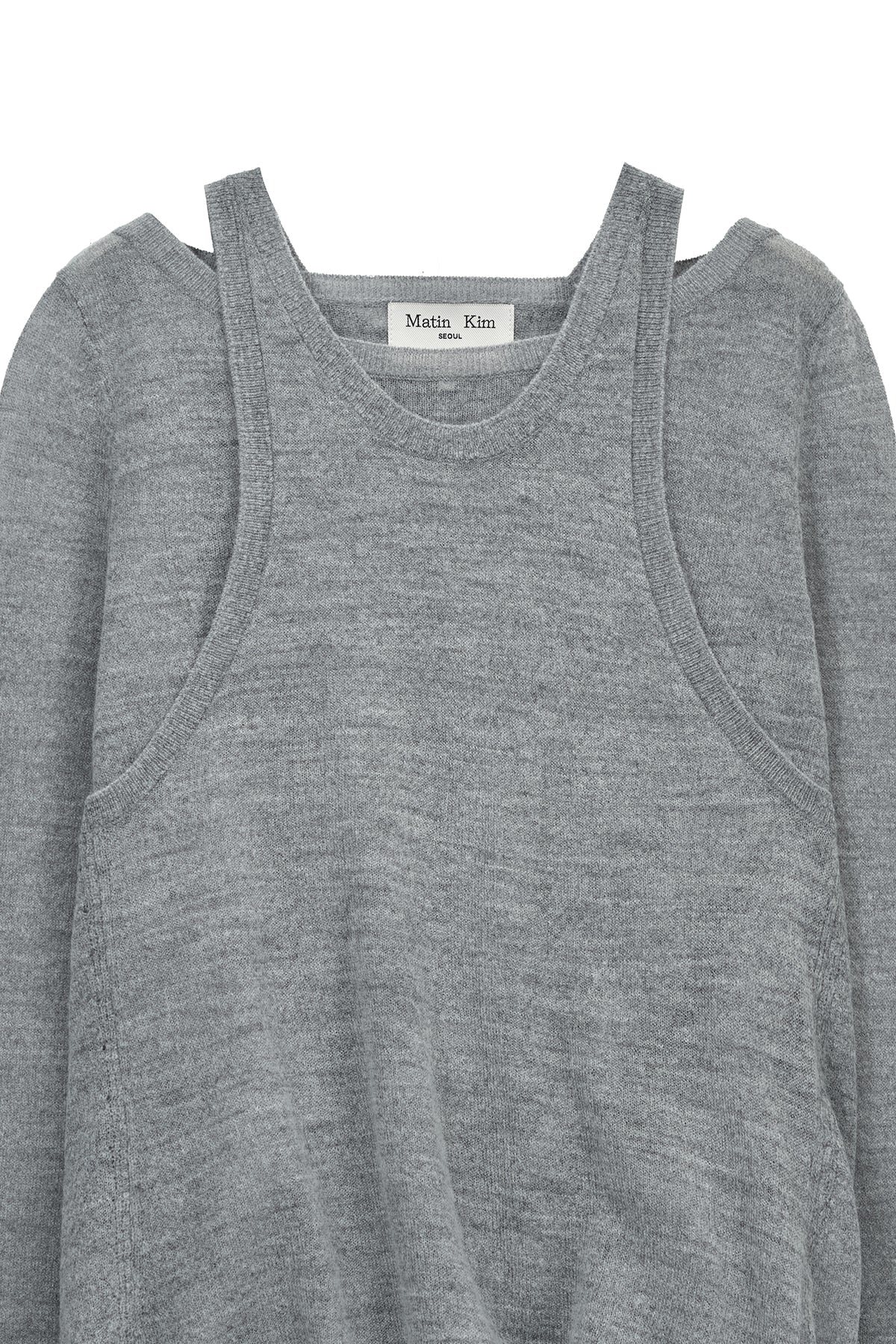 Matin Kim - Mohair Layered Knit Pullover (Light Grey) product image 5 | TRAB K-Fashion Australia