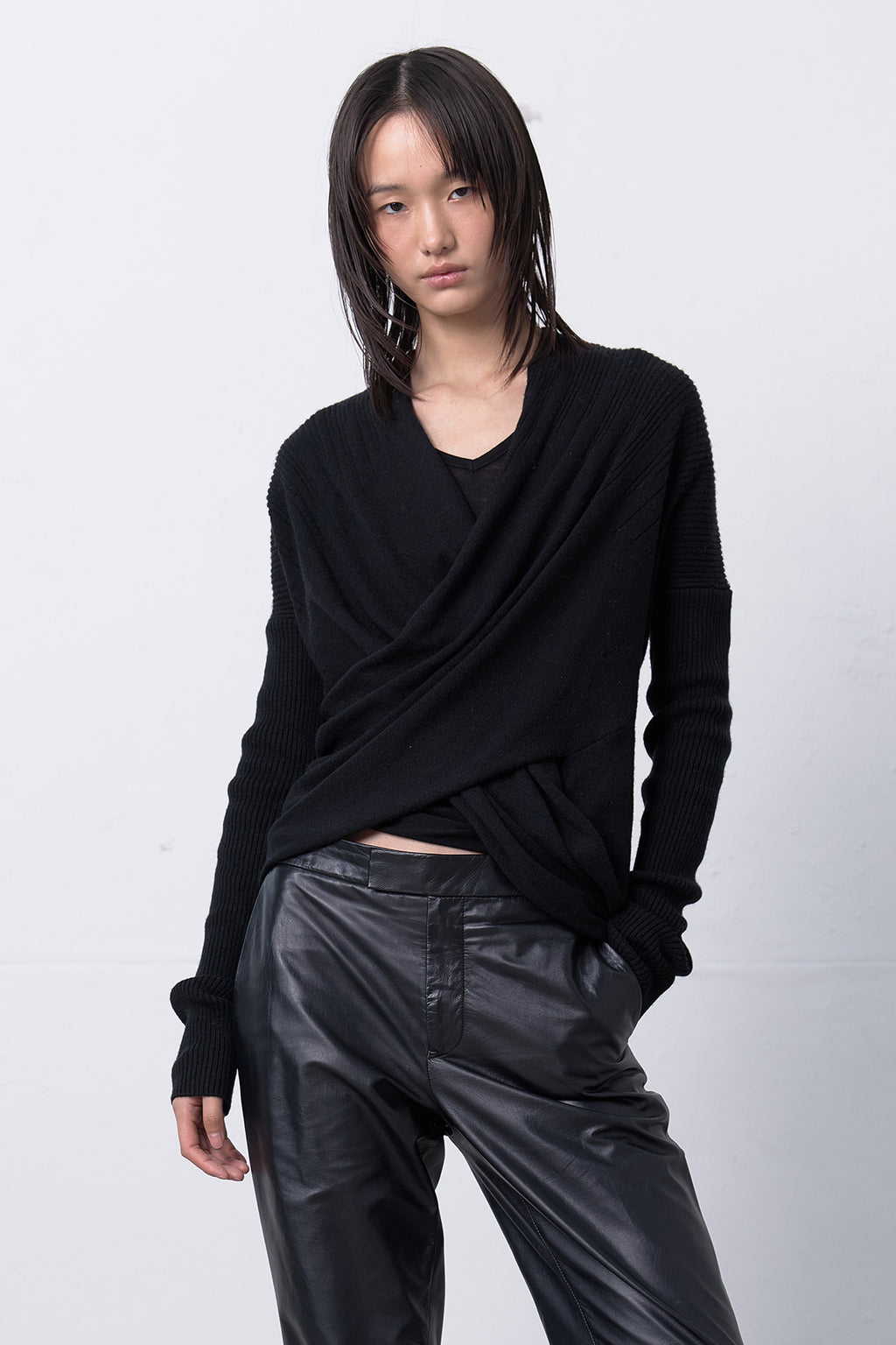 Deinet - Fluid Knit Drape Cardigan (Black) product image 7 | TRAB K-Fashion Australia