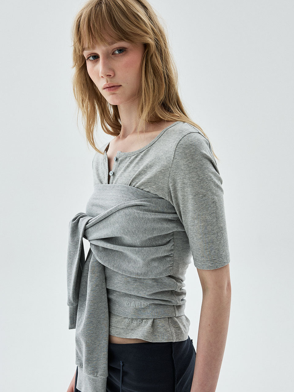 Mardi Mercredi - Tube Top Tie Detail 2Way (Grey) product image 1 | TRAB K-Fashion Australia