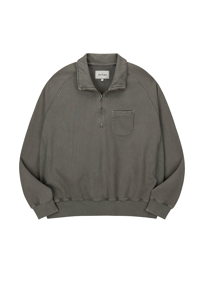 Art if acts - Garment Dyed Half Zipup Sweat (Mud Brown) product image 6 | TRAB K-Fashion Australia